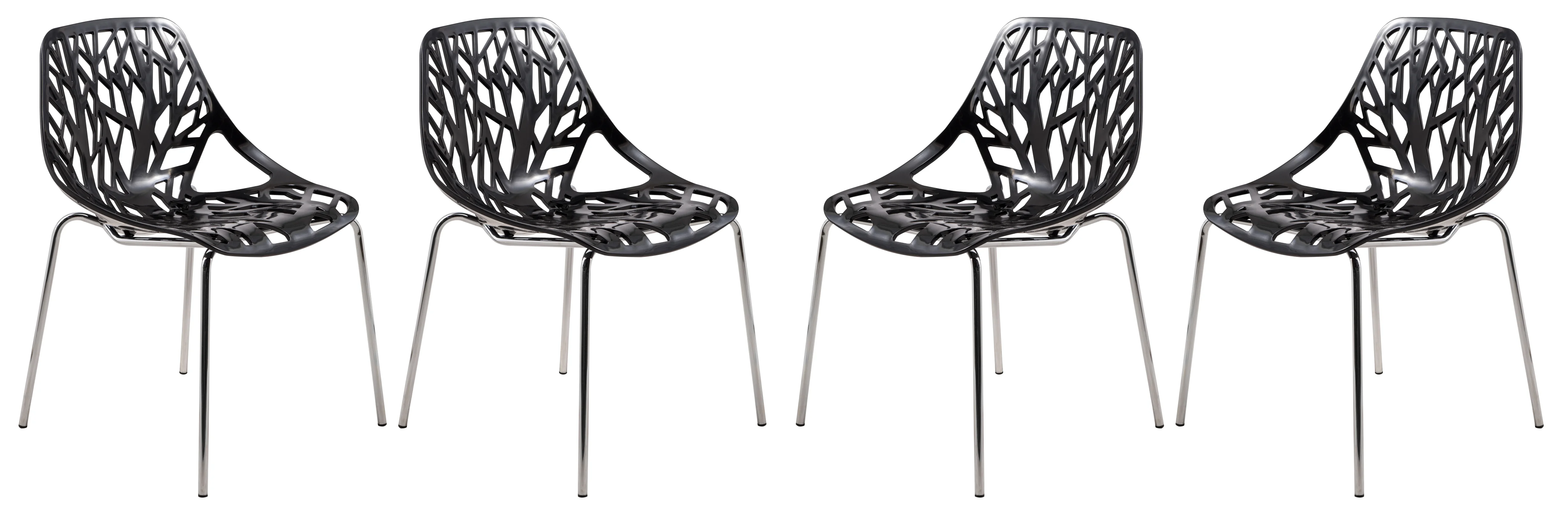 Modern Asbury Dining Chair w/ Chromed Legs, Set of 4