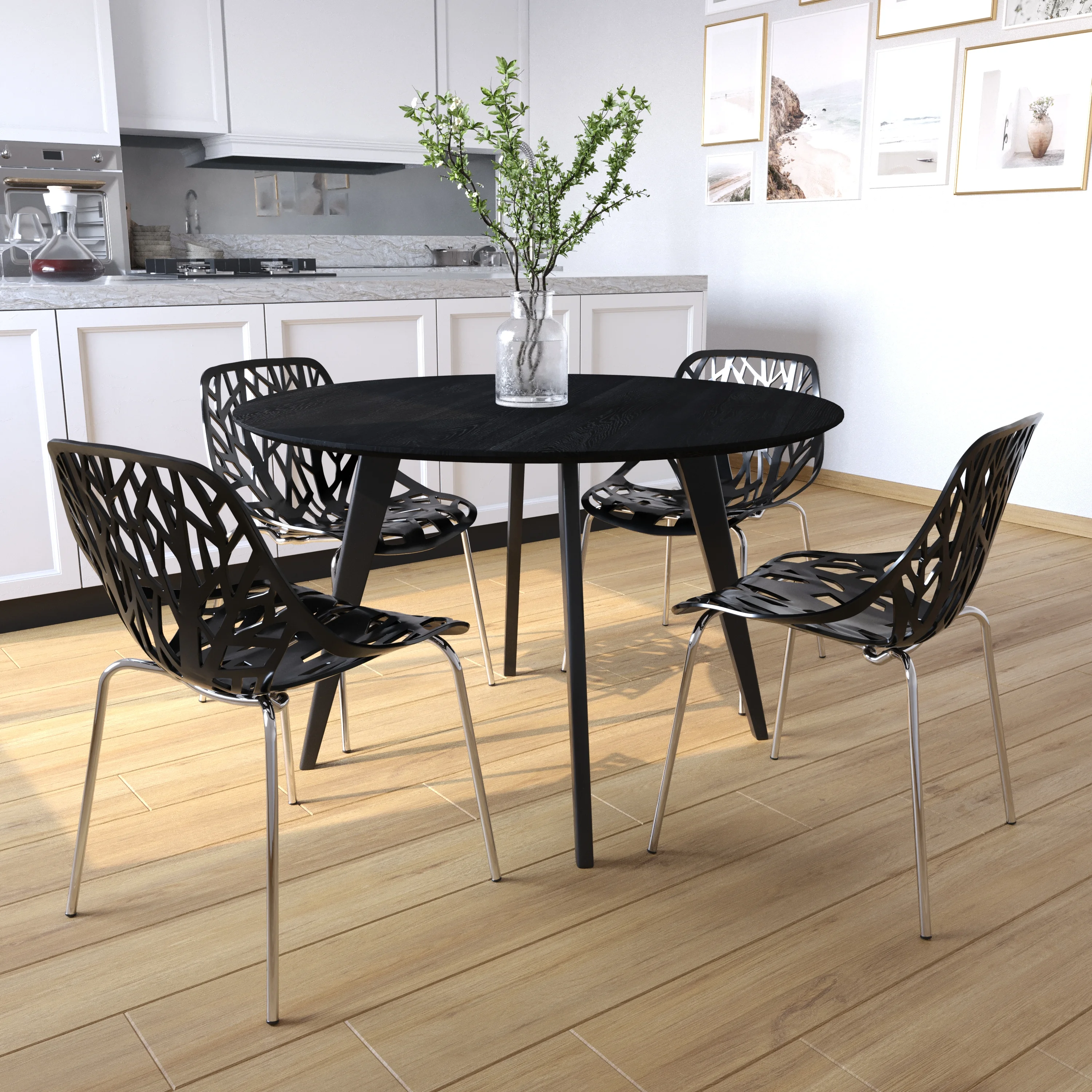 Modern Asbury Dining Chair w/ Chromed Legs