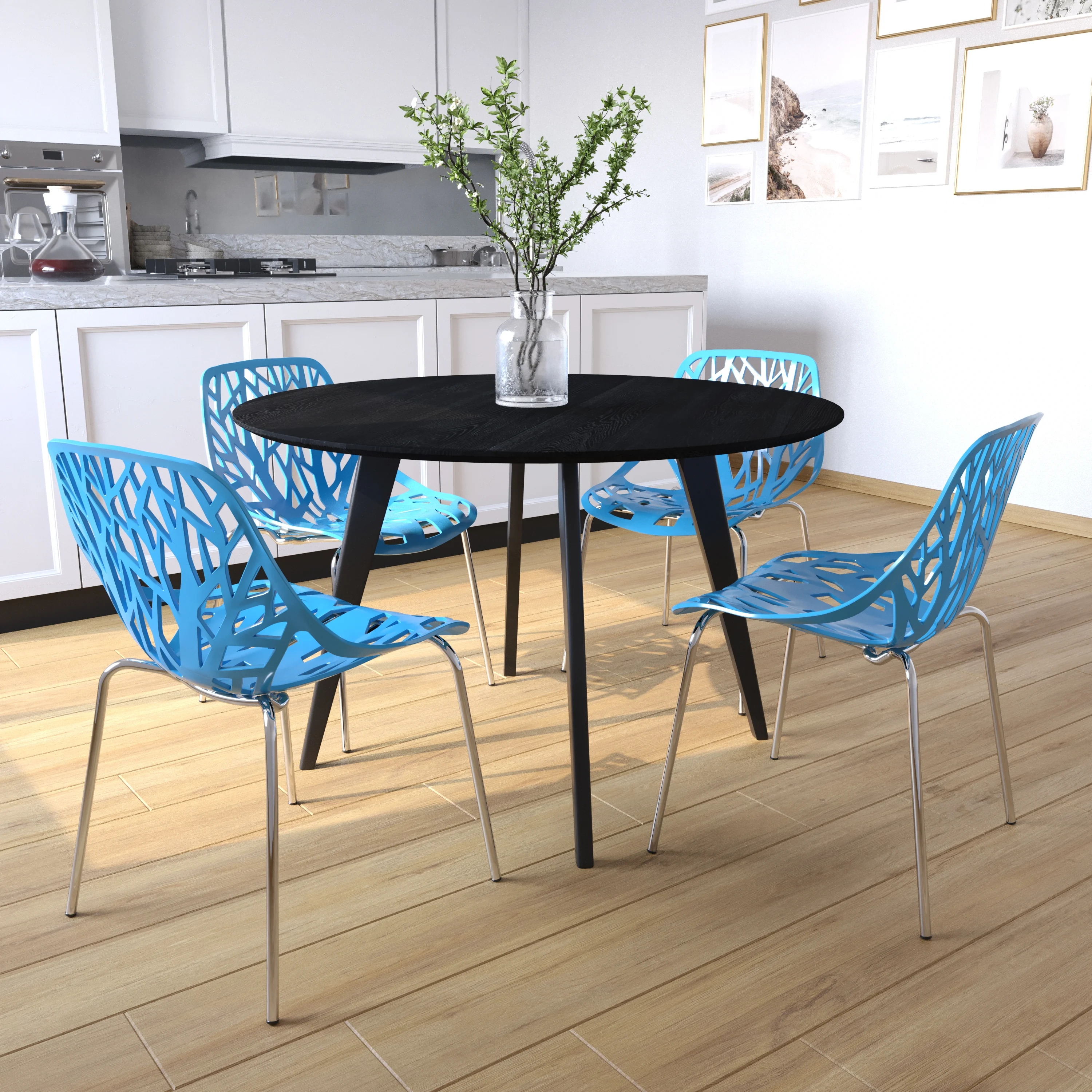Modern Asbury Dining Chair w/ Chromed Legs