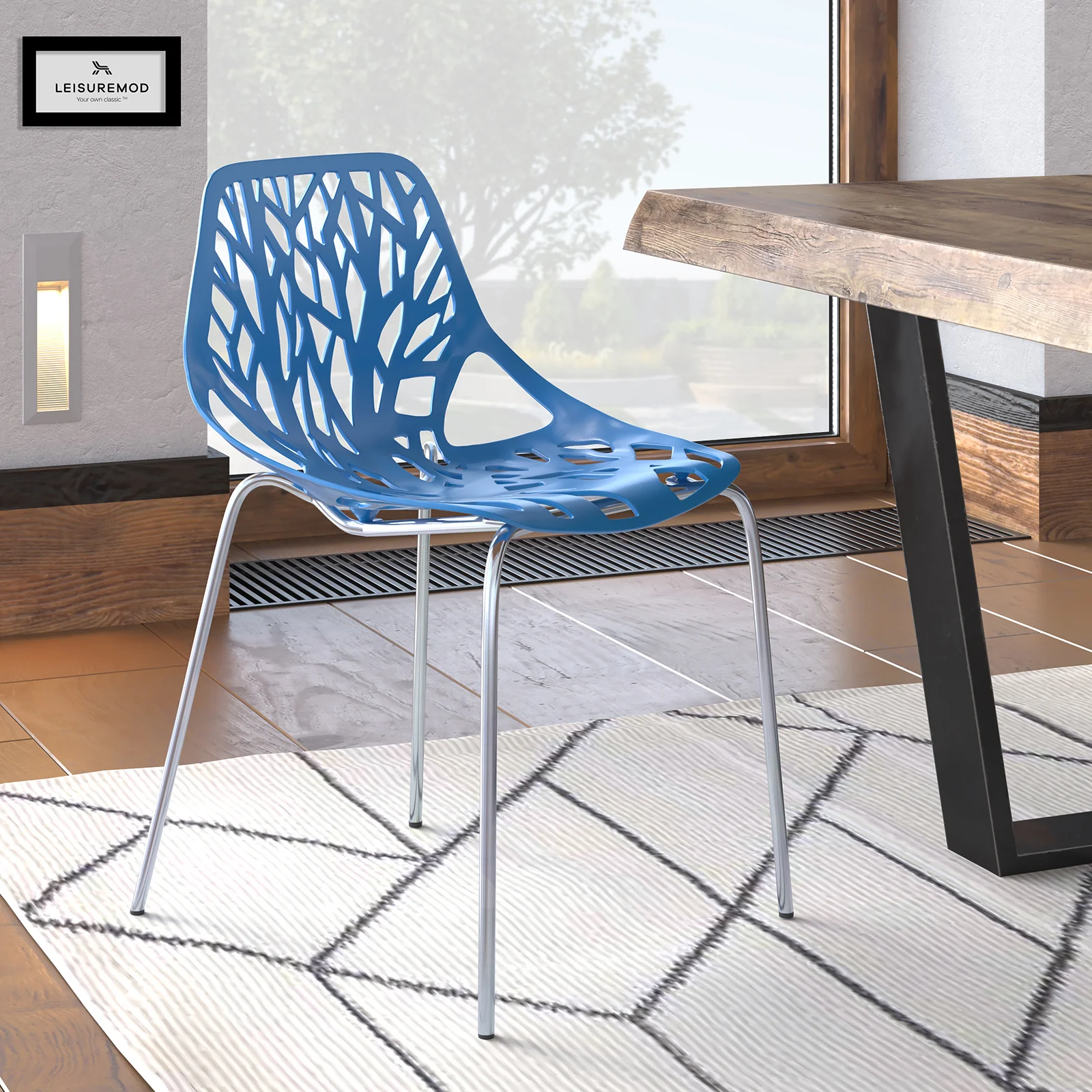 Modern Asbury Dining Chair w/ Chromed Legs