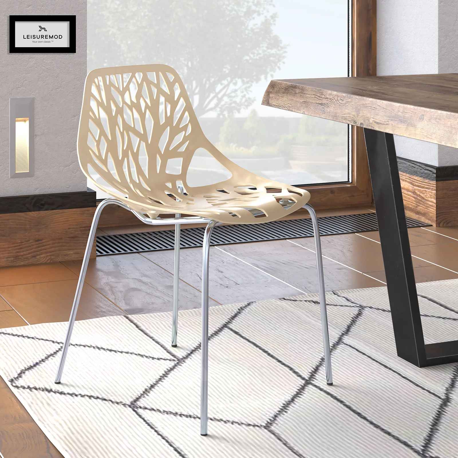 Modern Asbury Dining Chair w/ Chromed Legs