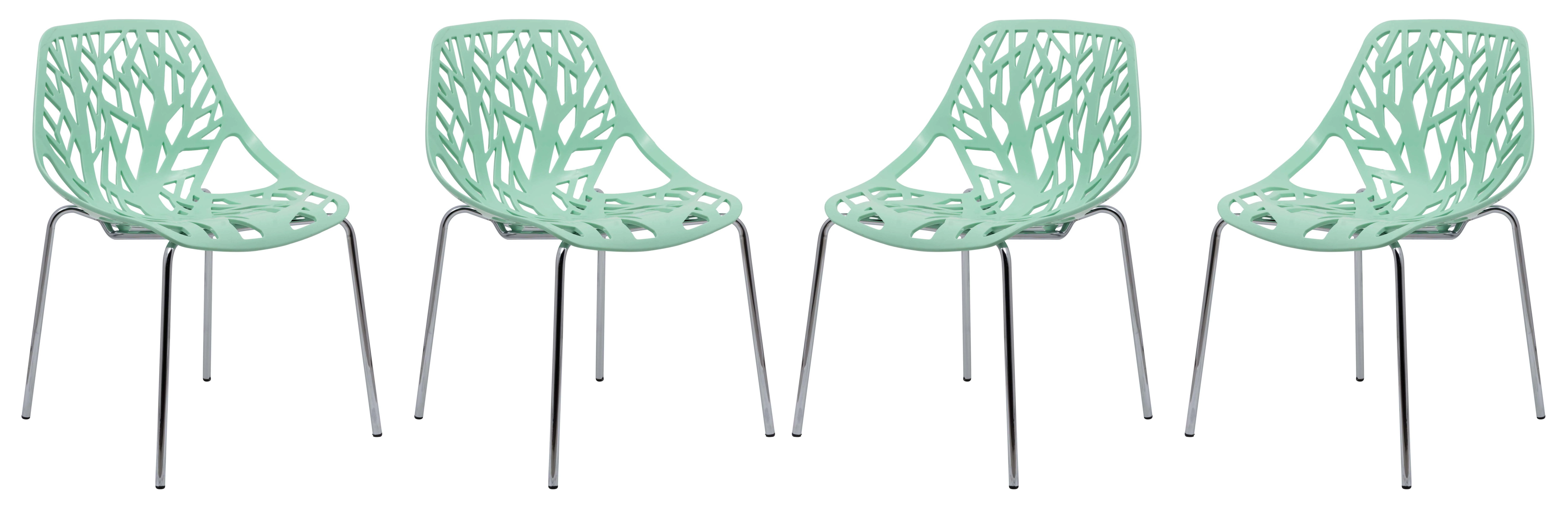 Modern Asbury Dining Chair w/ Chromed Legs, Set of 4