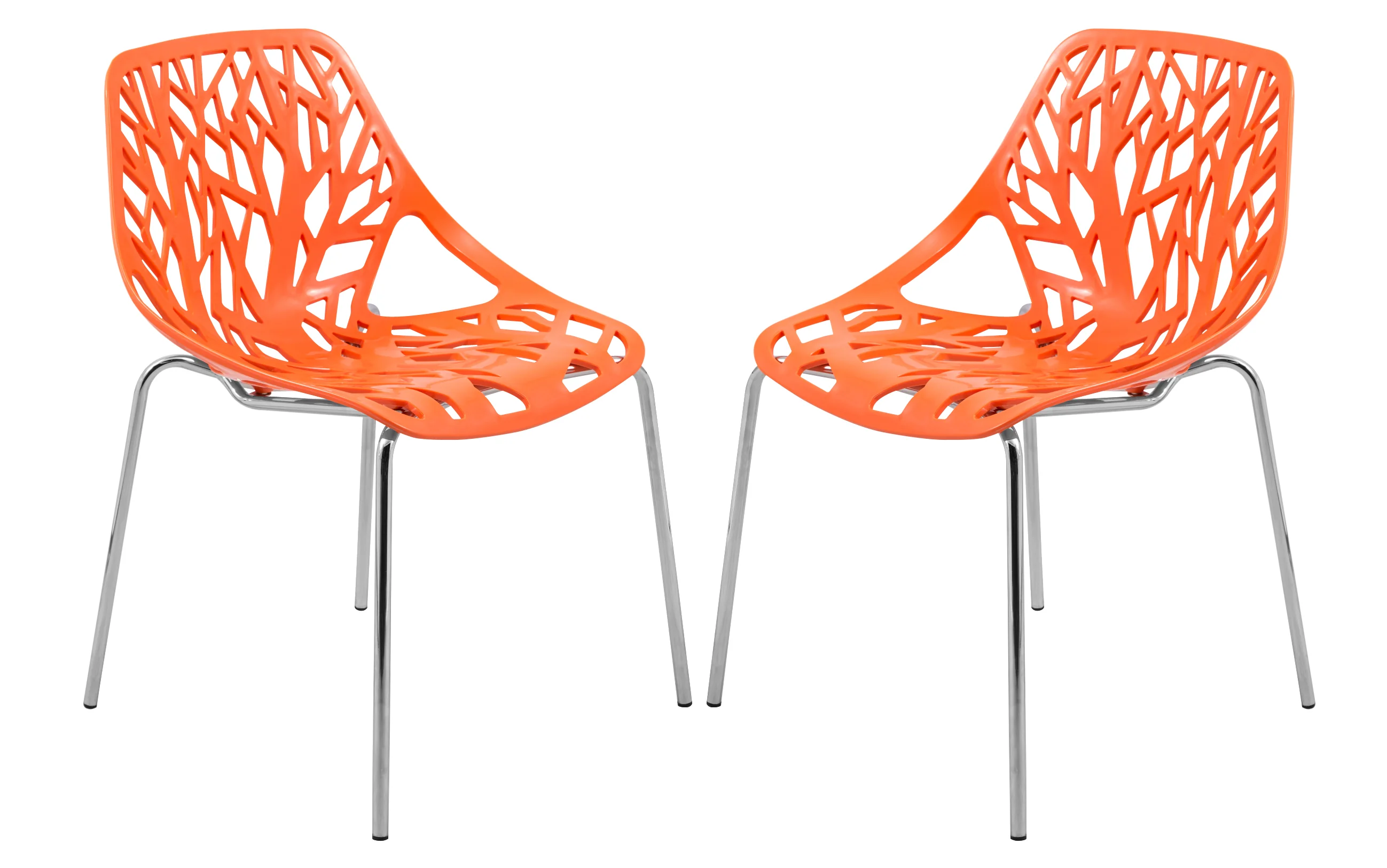 Modern Asbury Dining Chair w/ Chromed Legs, Set of 2