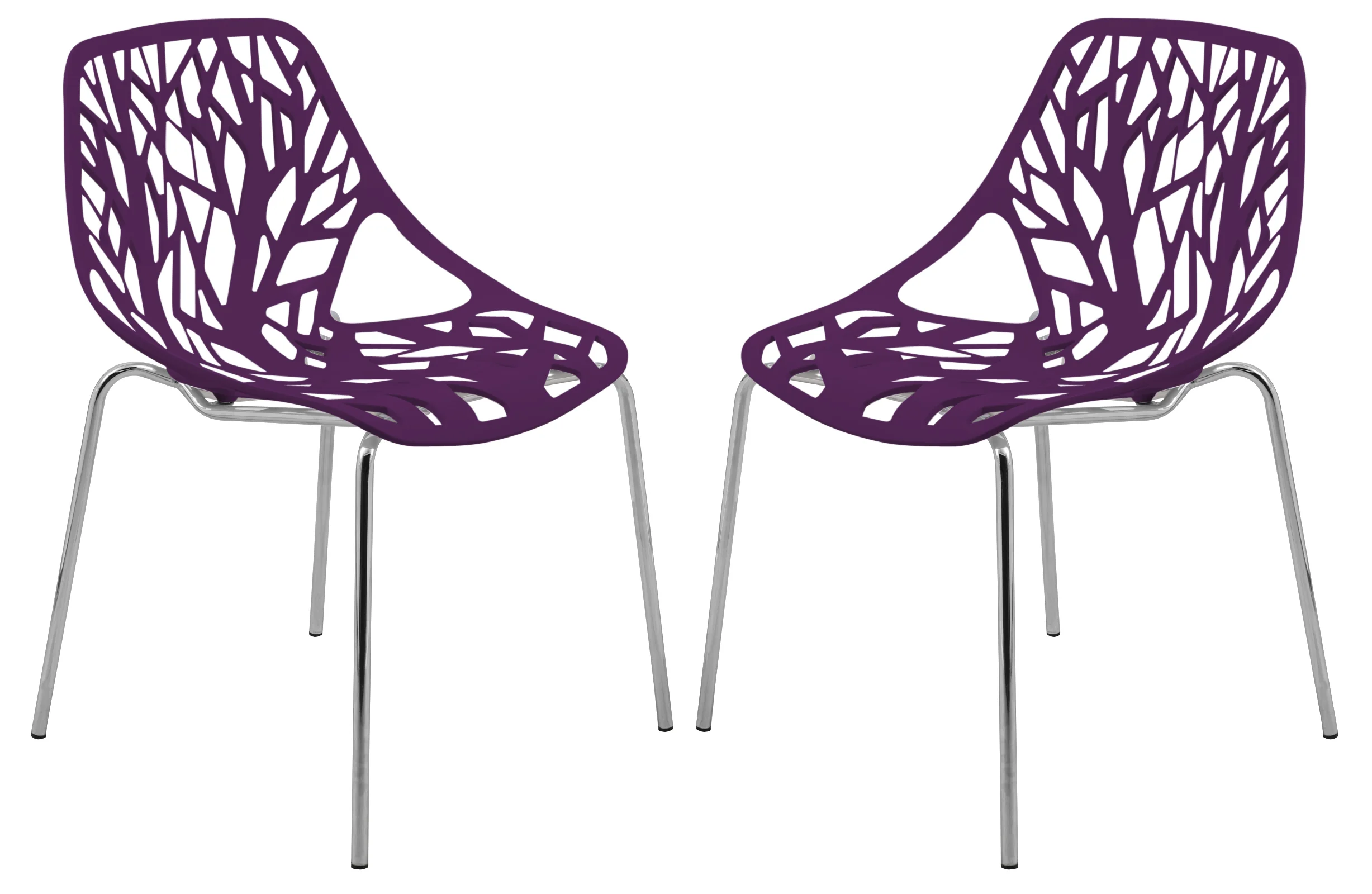 Modern Asbury Dining Chair w/ Chromed Legs, Set of 2