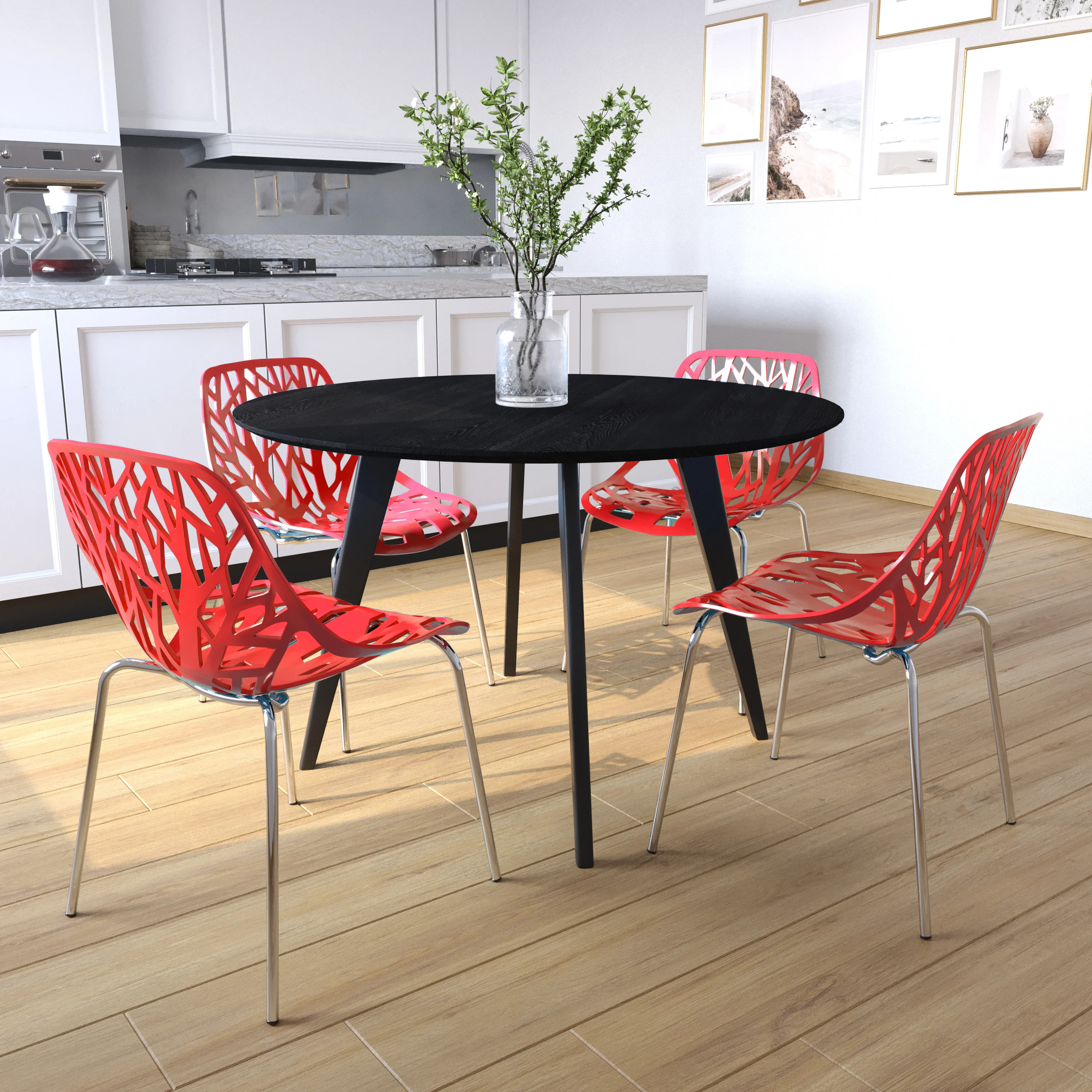 Modern Asbury Dining Chair w/ Chromed Legs