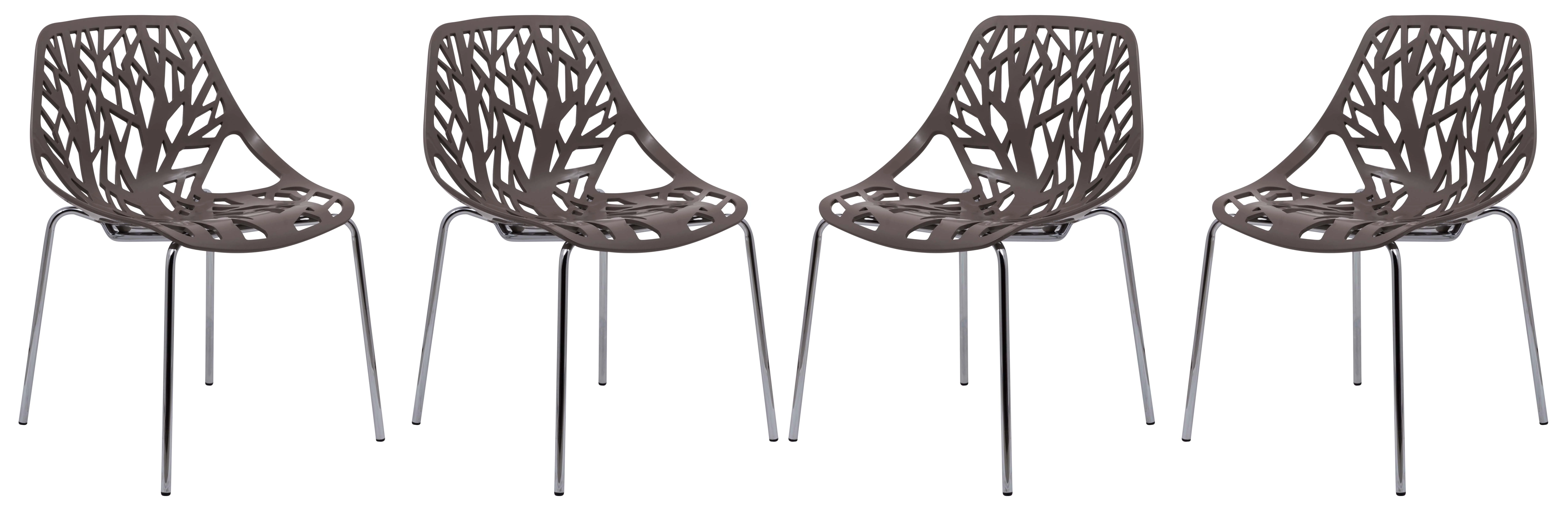 Modern Asbury Dining Chair w/ Chromed Legs, Set of 4