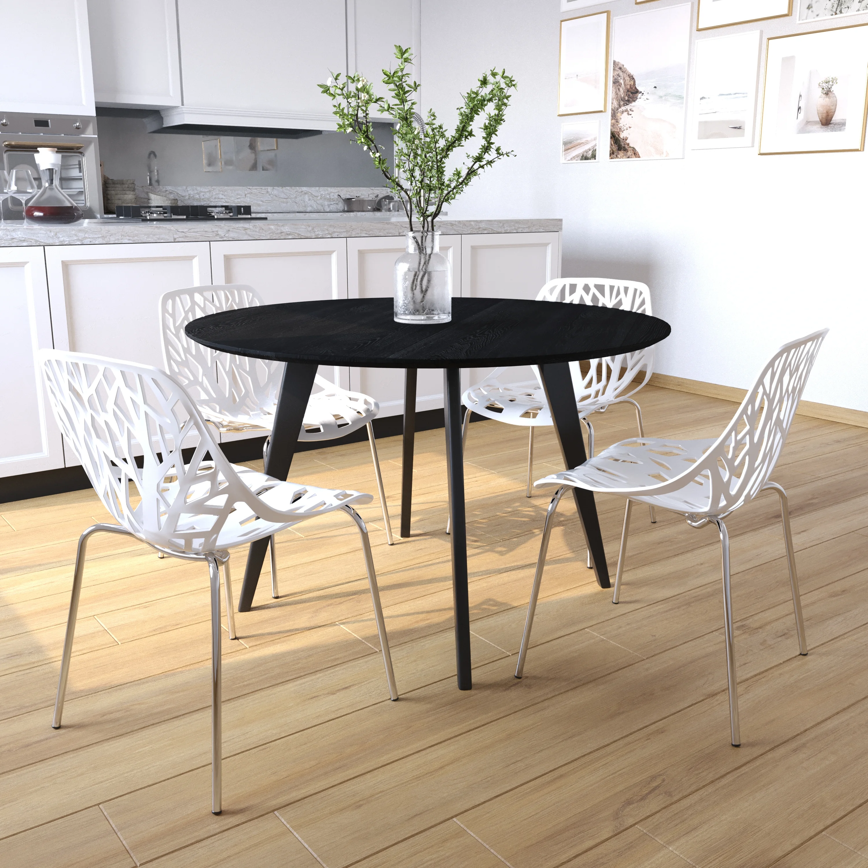 Modern Asbury Dining Chair w/ Chromed Legs