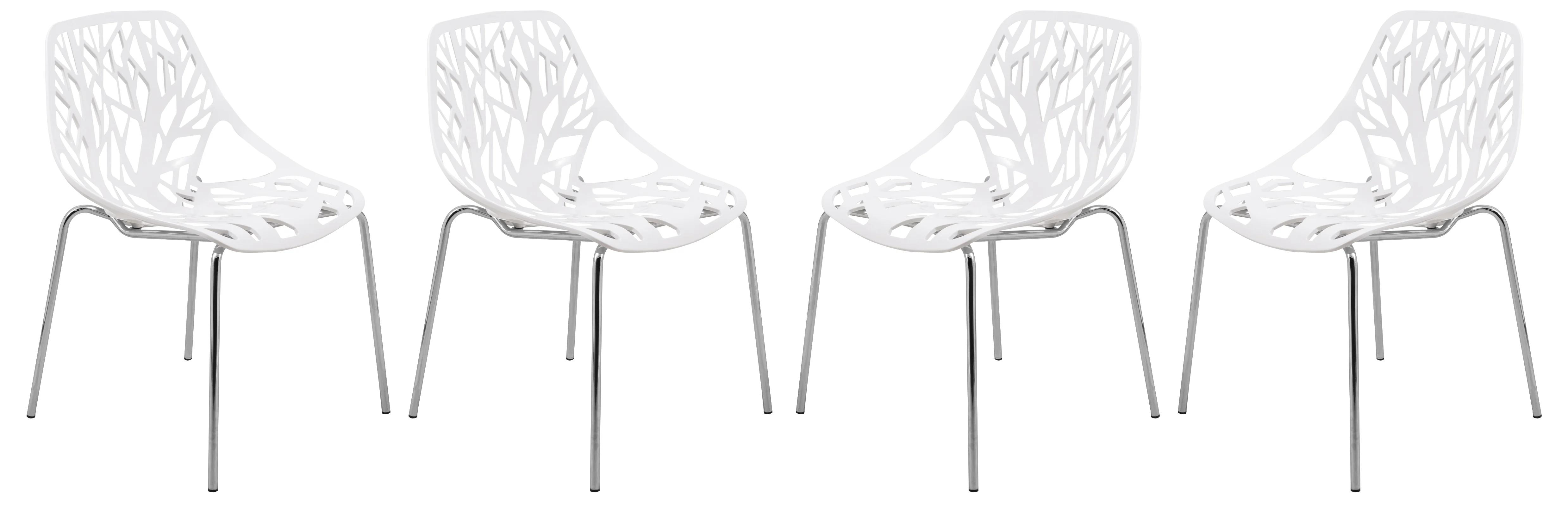 Modern Asbury Dining Chair w/ Chromed Legs, Set of 4