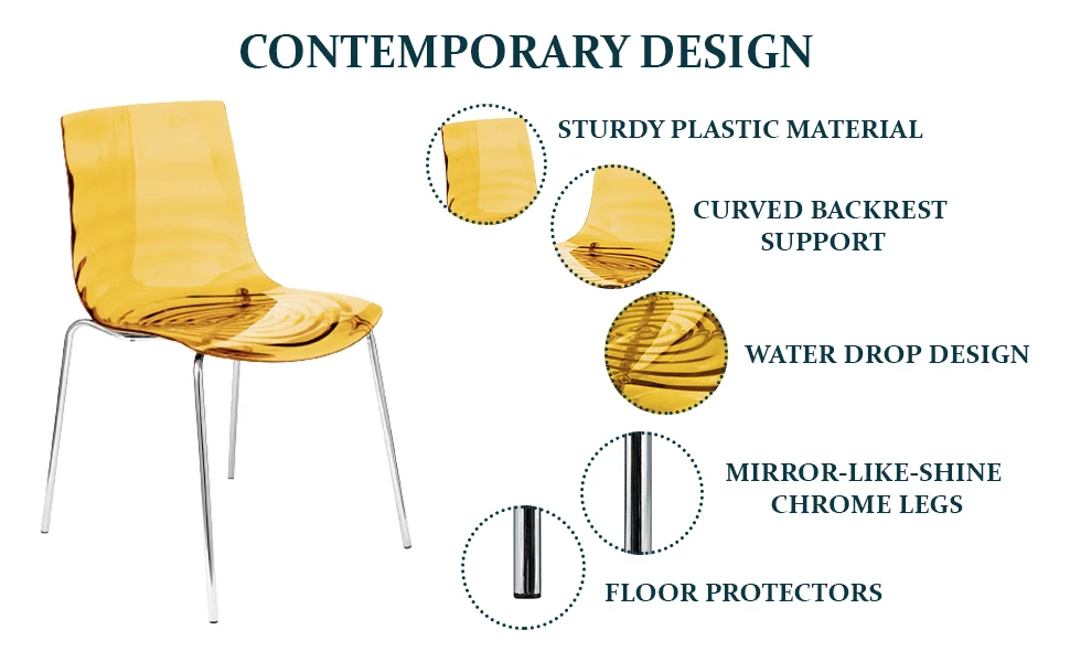 Astor Water Ripple Design Dining Chair Set of 4