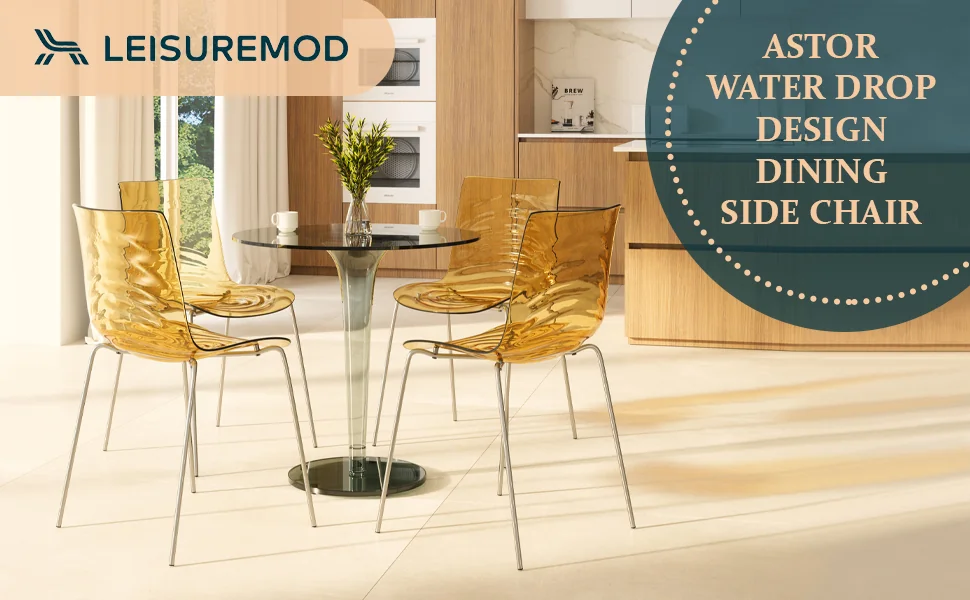 Astor Water Ripple Design Dining Chair Set of 4