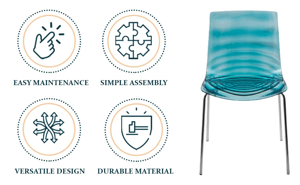 Astor Water Ripple Design Dining Chair Set of 4