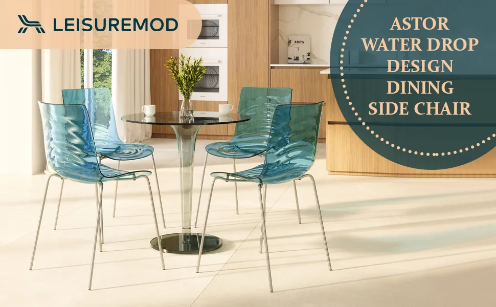 Astor Water Ripple Design Dining Chair Set of 4