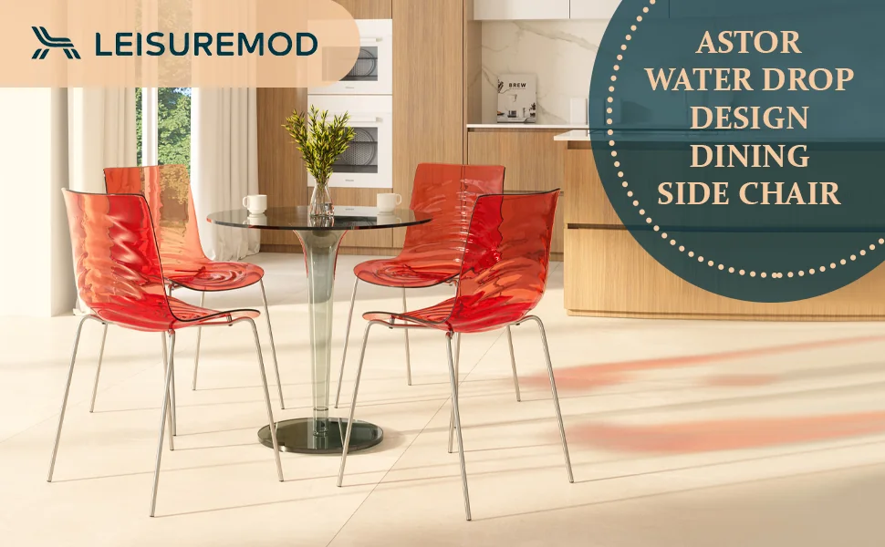 Astor Water Ripple Design Dining Chair Set of 2