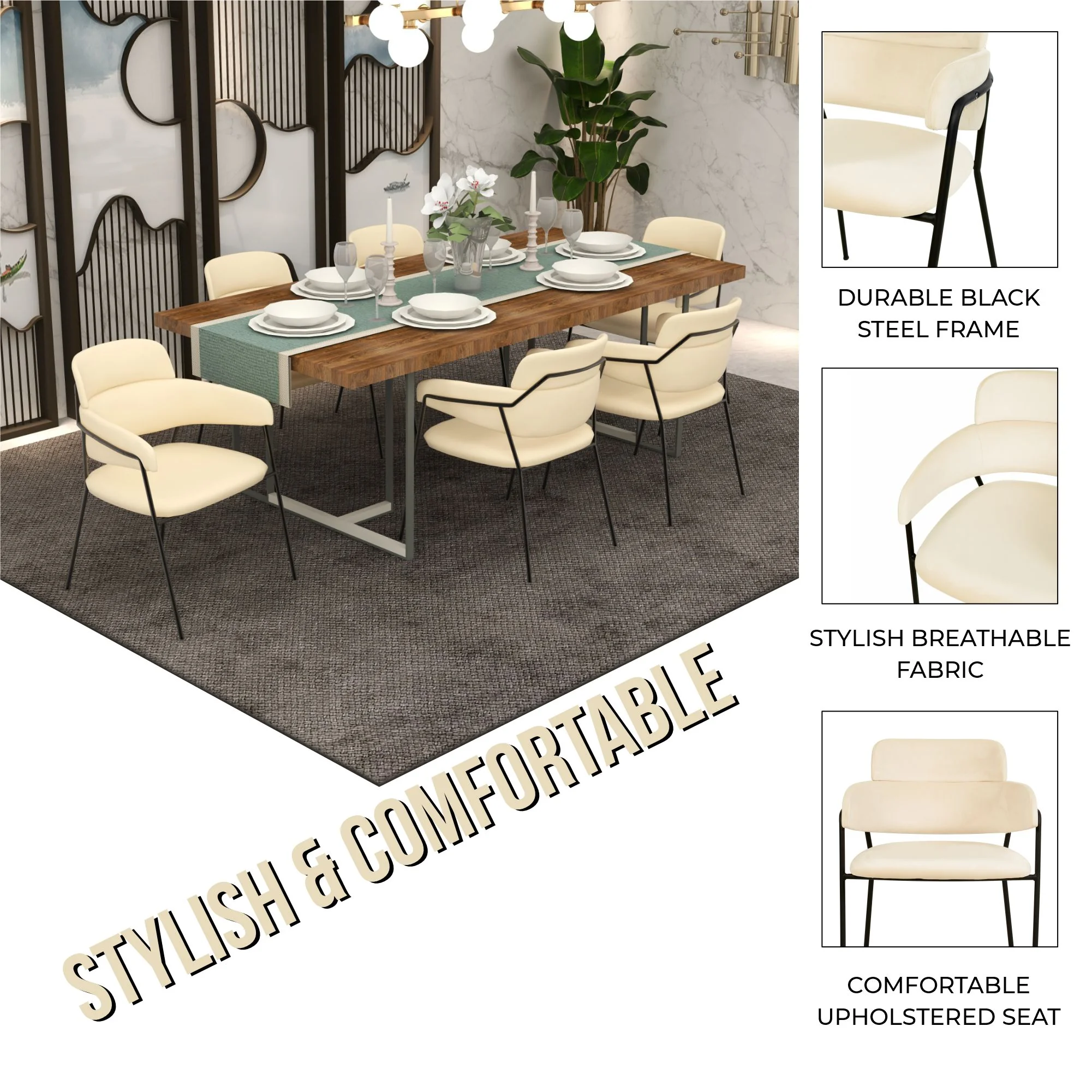 Axis Collection Modern Dining Chair in Beige