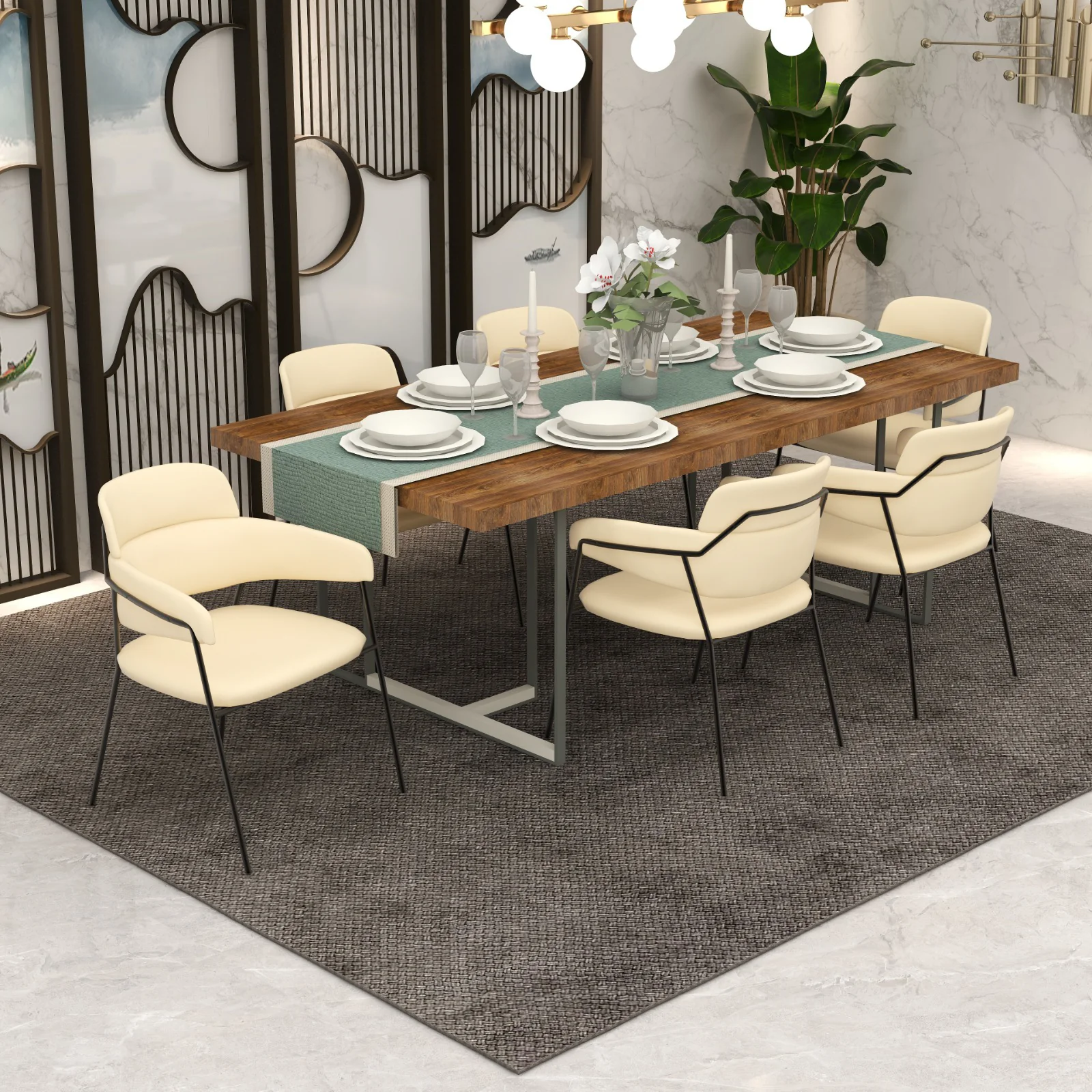 Axis Collection Modern Dining Chair in Beige