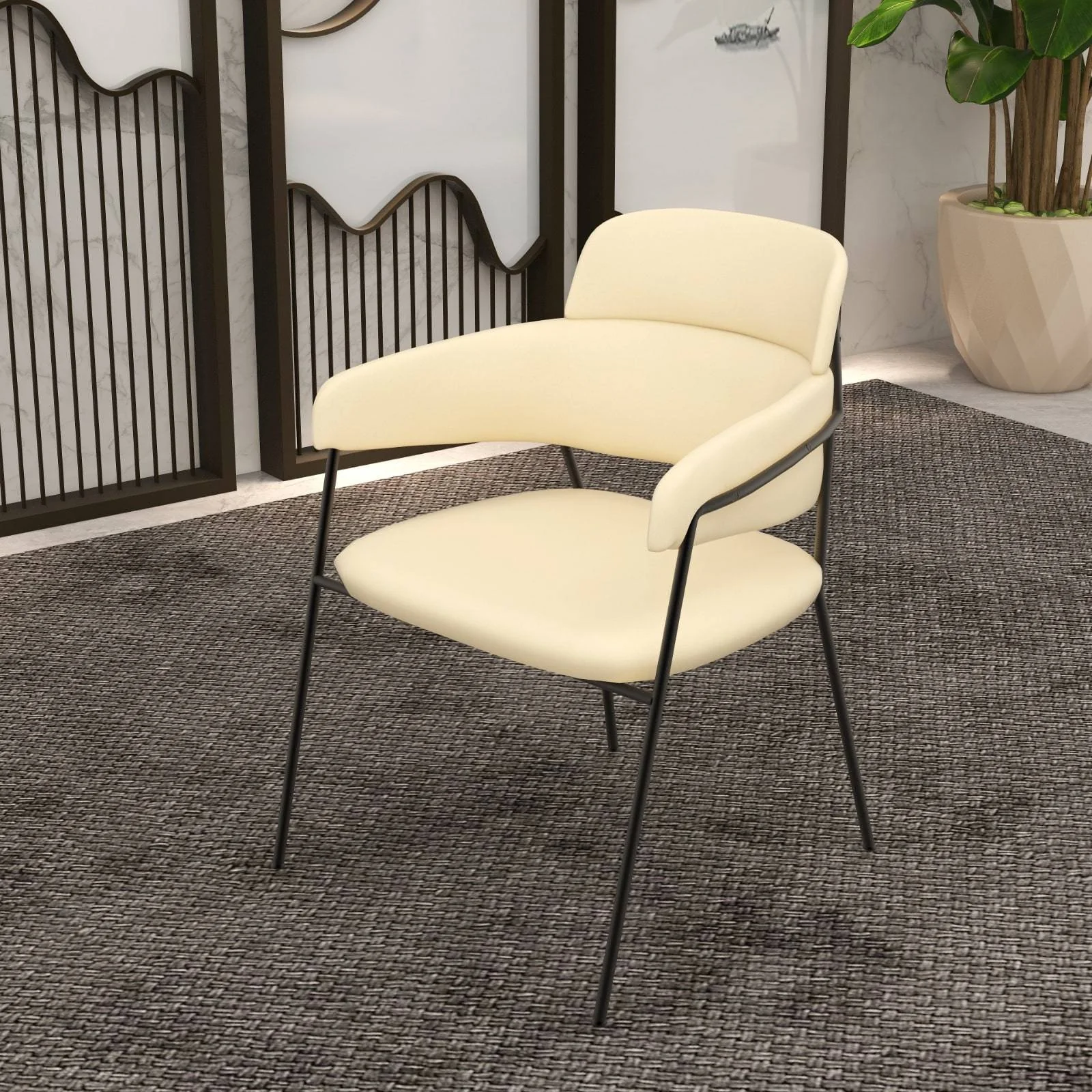 Axis Collection Modern Dining Chair in Beige - Set of 4