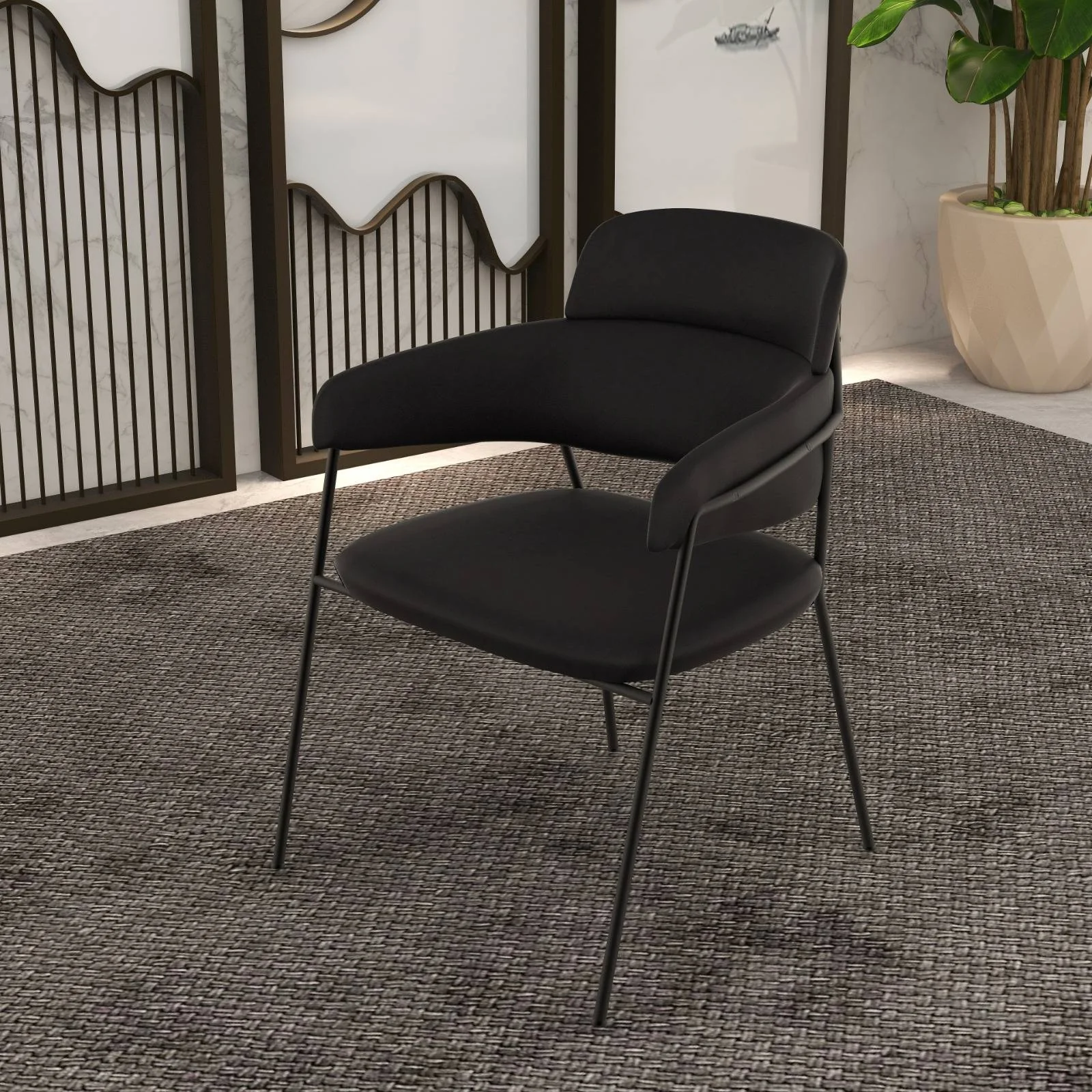 Axis Collection Modern Dining Chair in Black - Set of 4