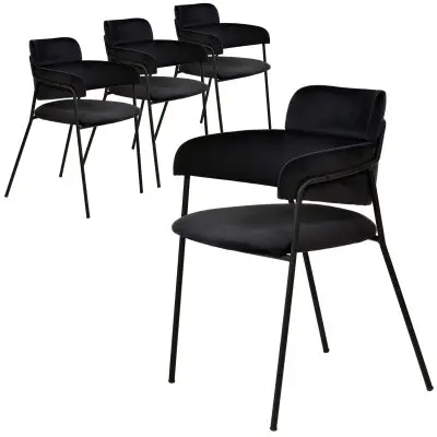 Axis Collection Modern Dining Chair in Black - Set of 4