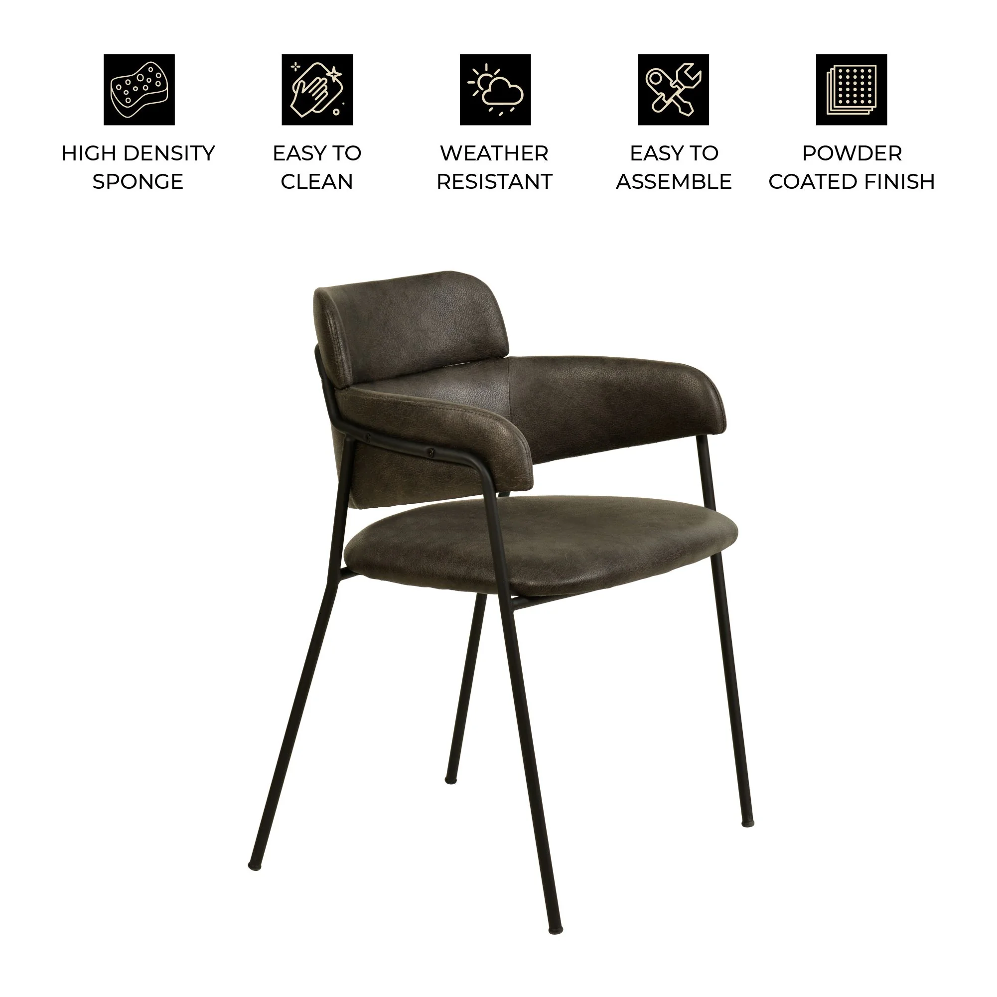 Axis Collection Modern Dining Chair in Charcoal - Set of 2