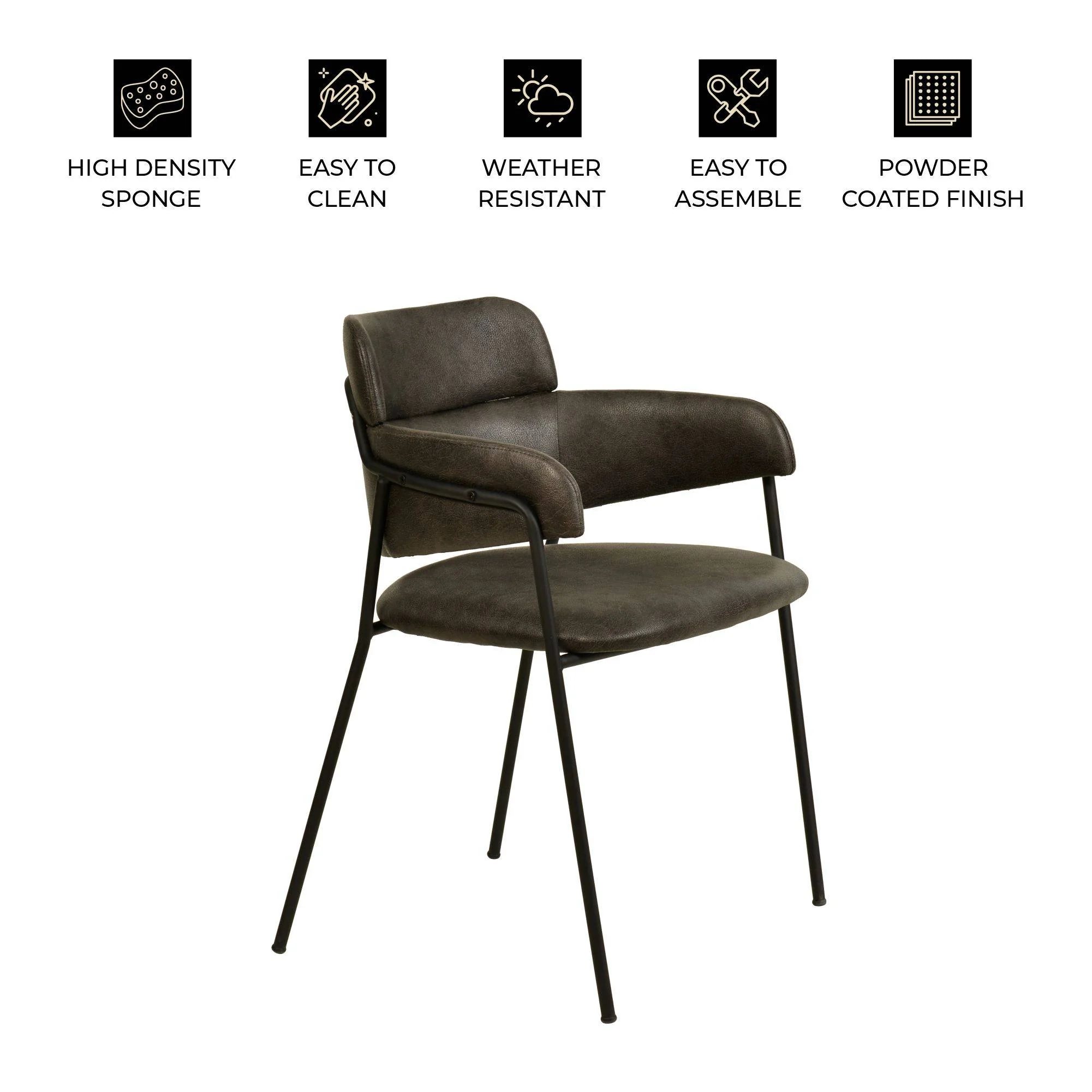 Axis Collection Modern Dining Chair in Charcoal - Set of 4