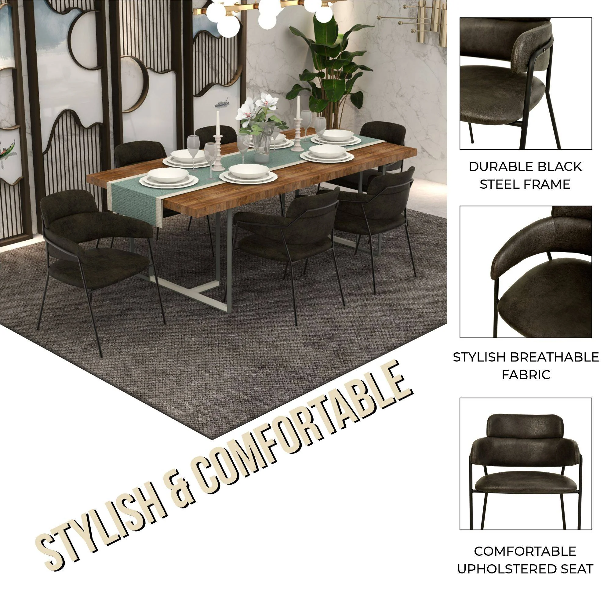 Axis Collection Modern Dining Chair in Charcoal - Set of 4