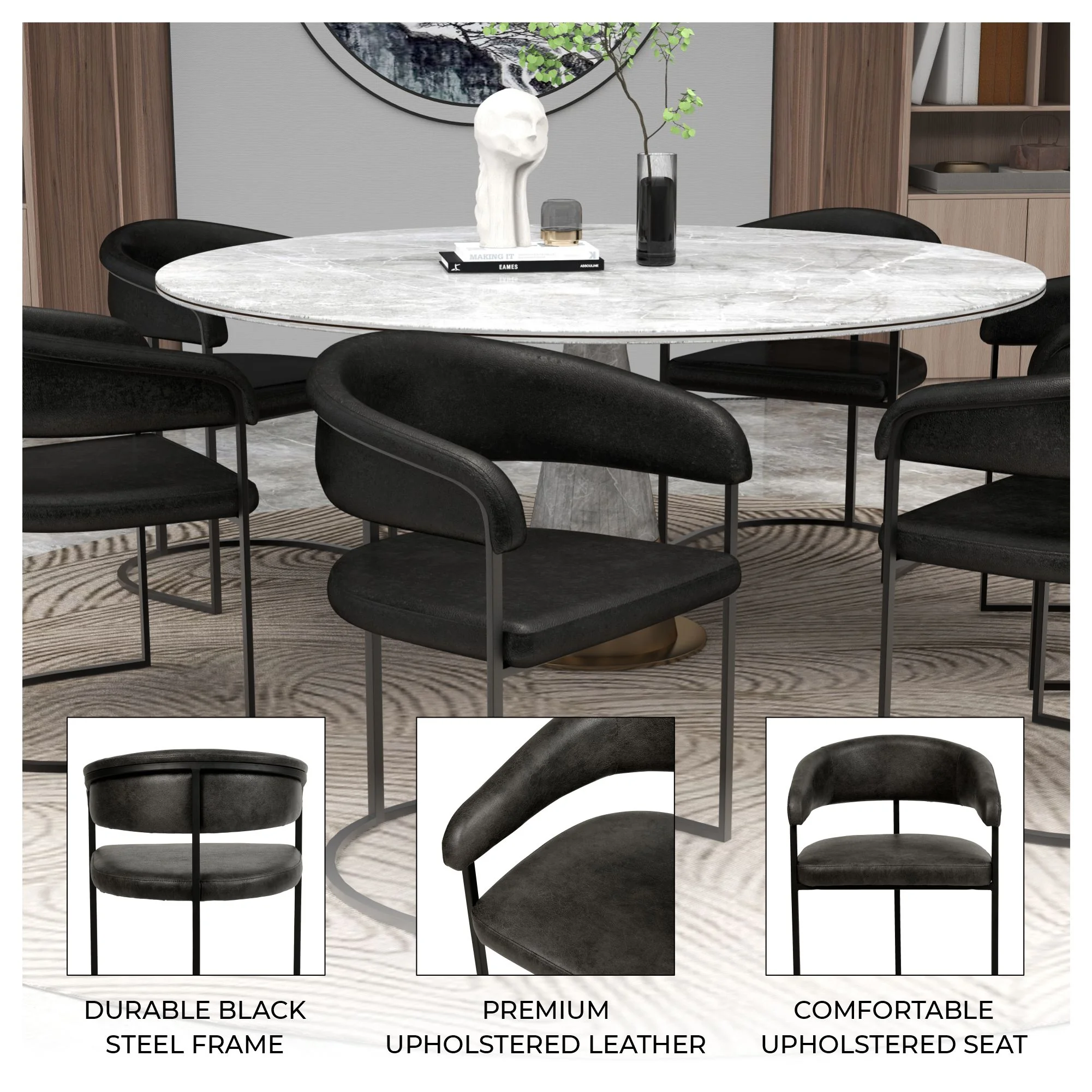 Aero Collection Modern Dining Chair in Charcoal