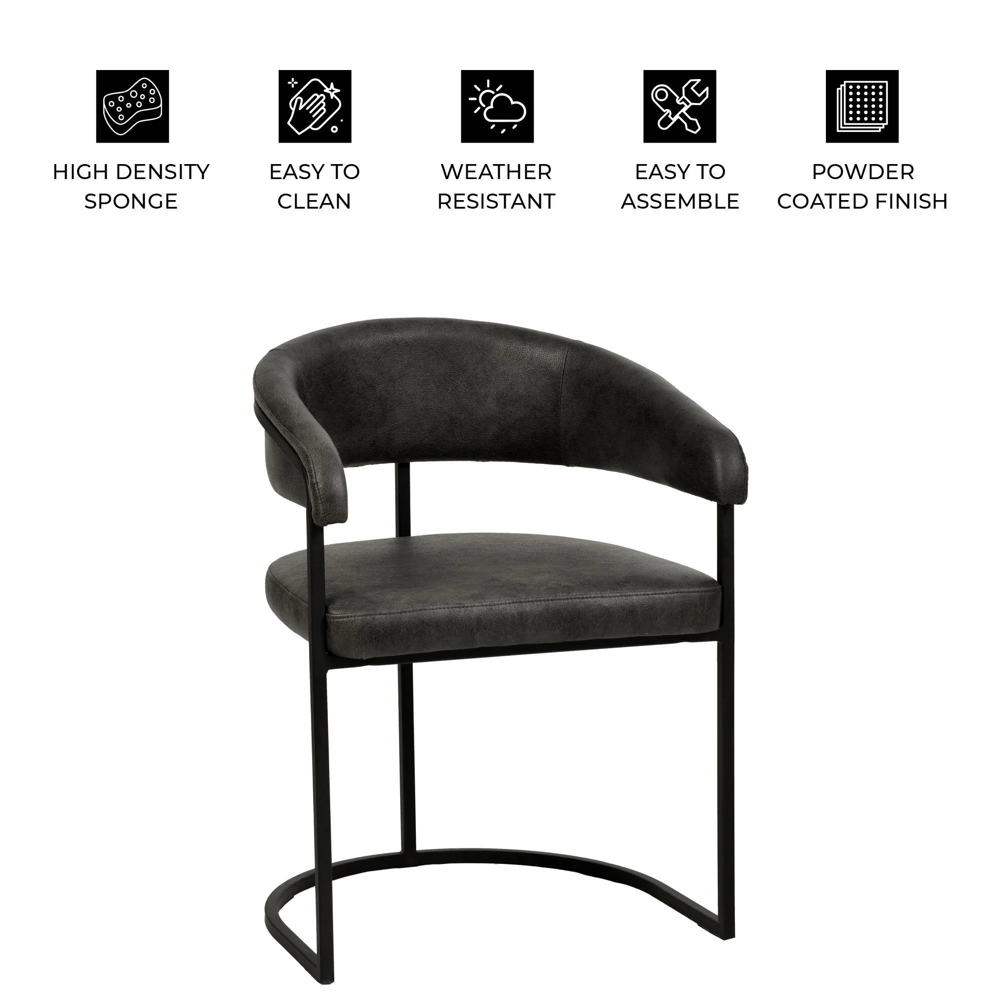 Aero Collection Modern Dining Chair in Charcoal Set of 4