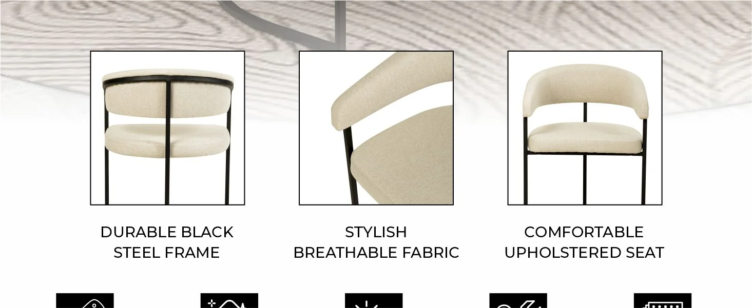 Aero Collection Modern Dining Chair in Oatmeal Set of 2