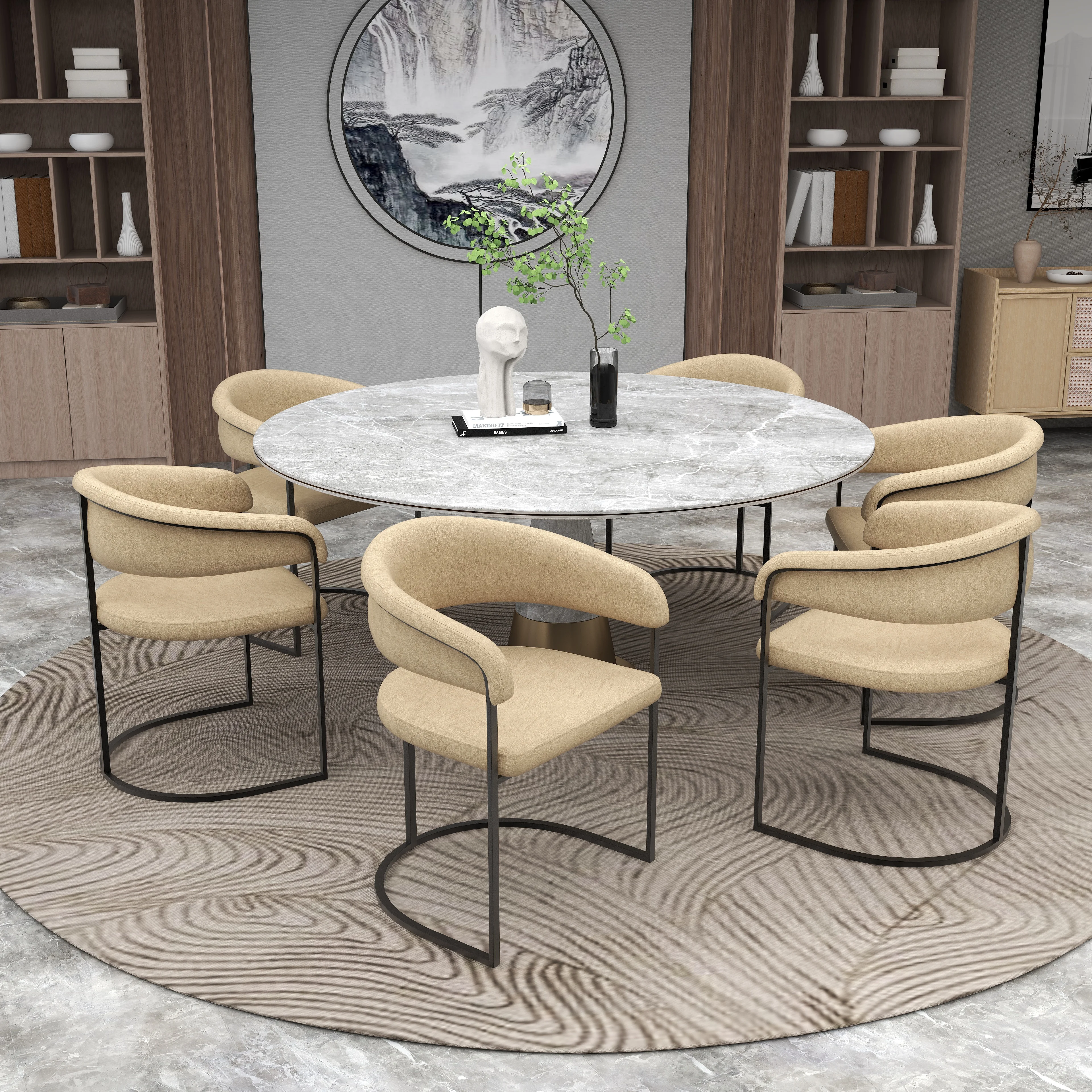 Aero Collection Modern Dining Chair in Toupe Set of 2