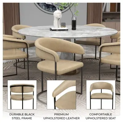 Aero Collection Modern Dining Chair in Taupe Set of 4