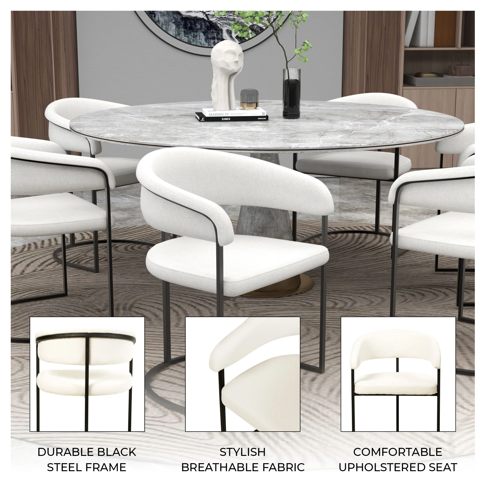 Aero Collection Modern Dining Chair in White