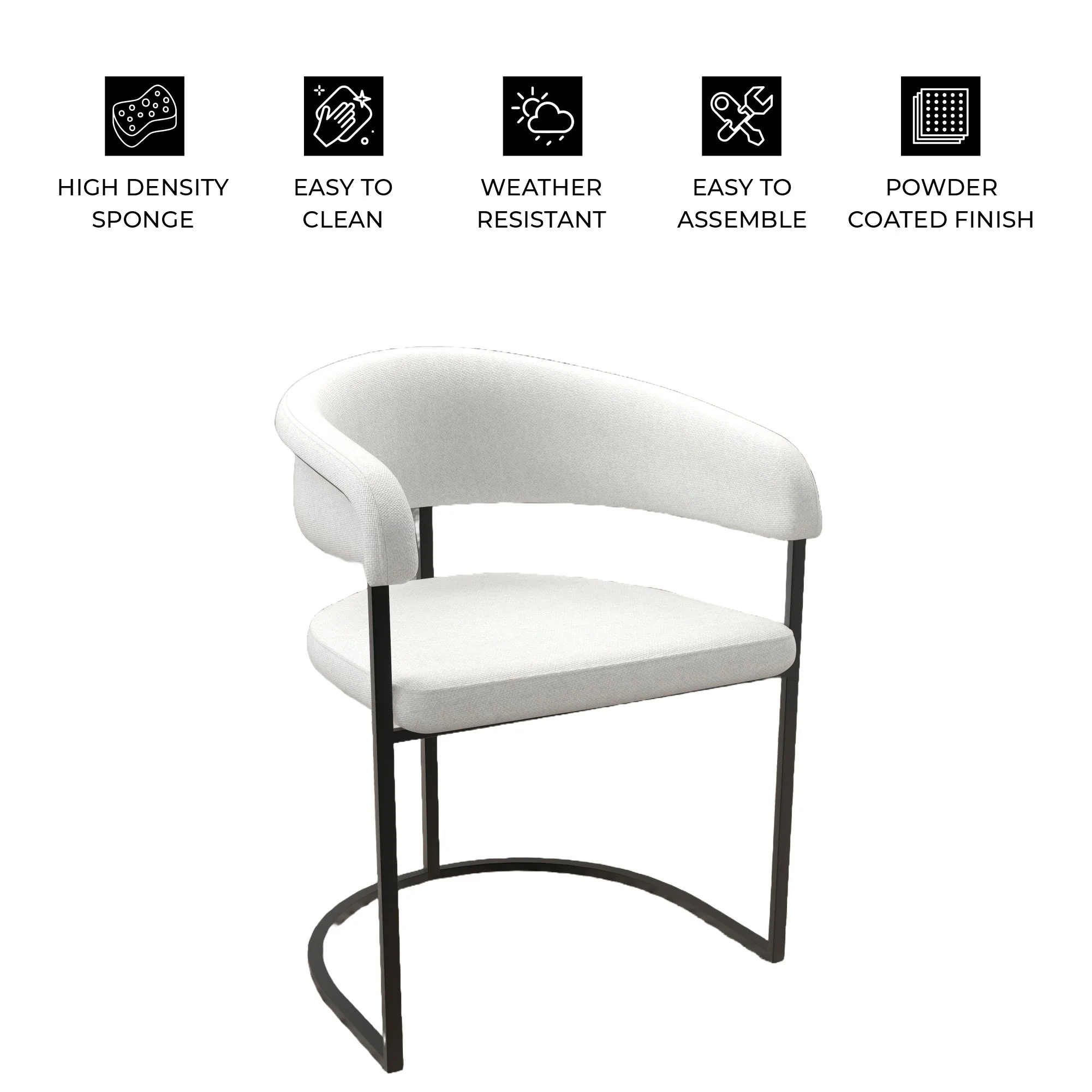 Aero Collection Modern Dining Chair in White Set of 4