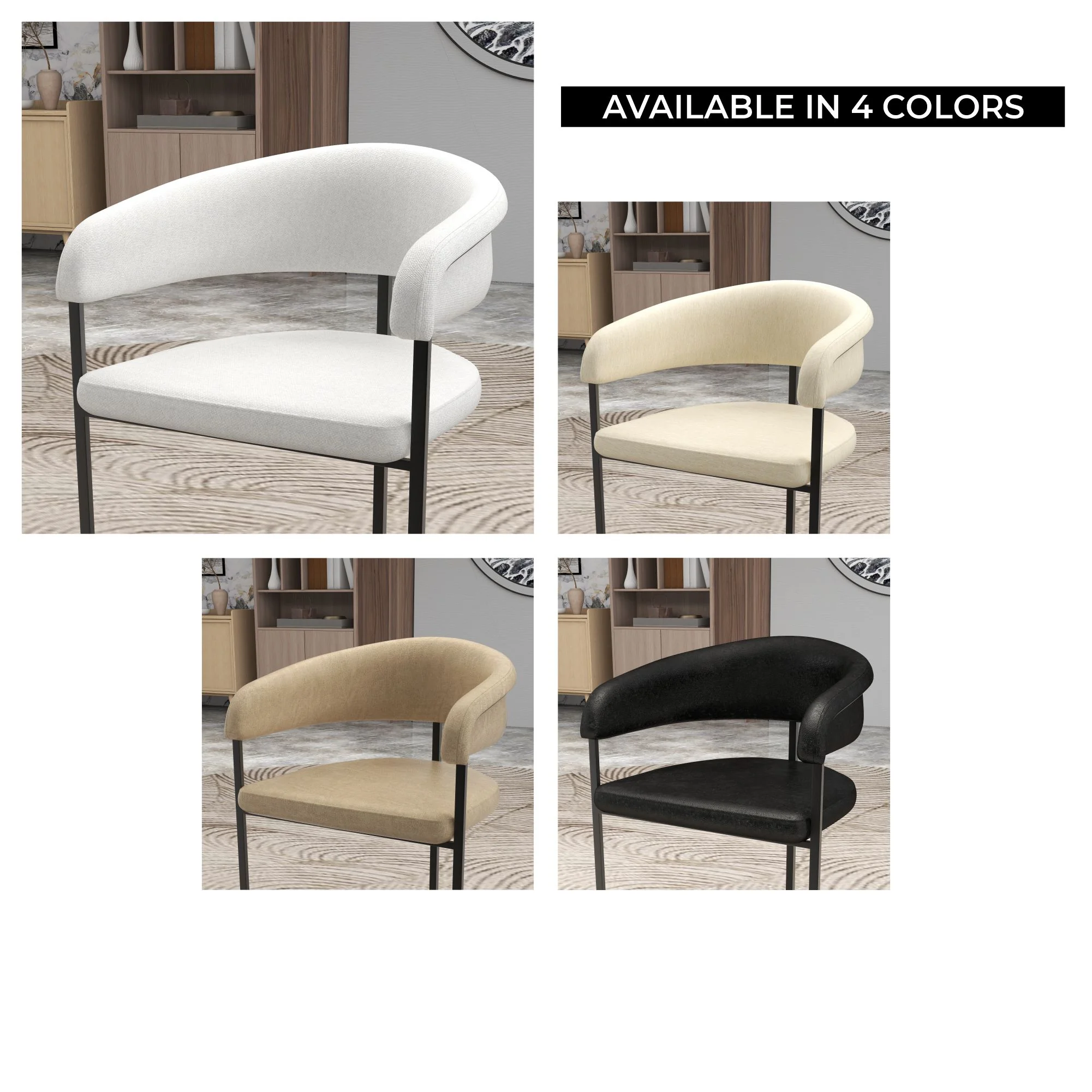 Aero Collection Modern Dining Chair in White Set of 4