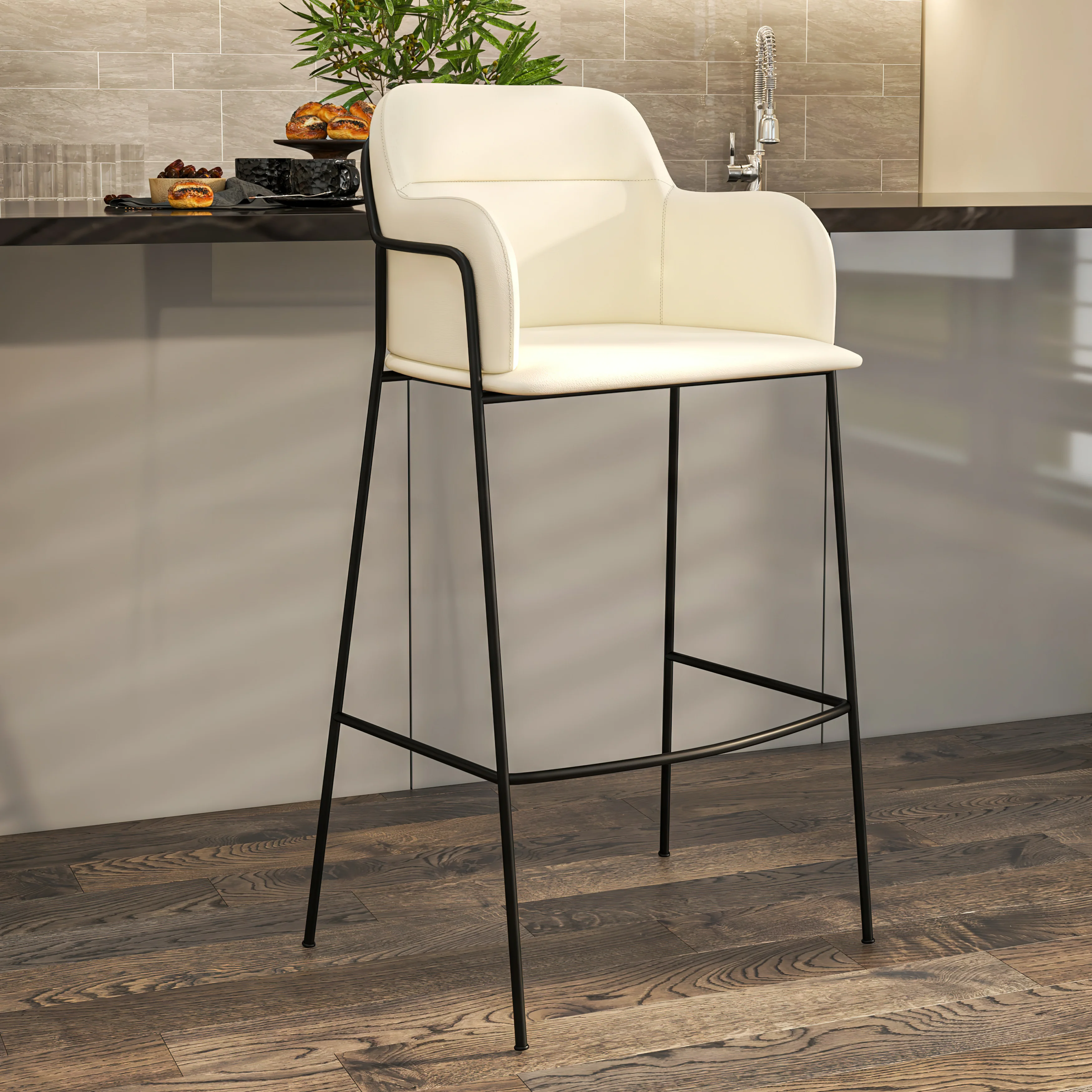 Axis Collection Modern Bar height Chair in Biege