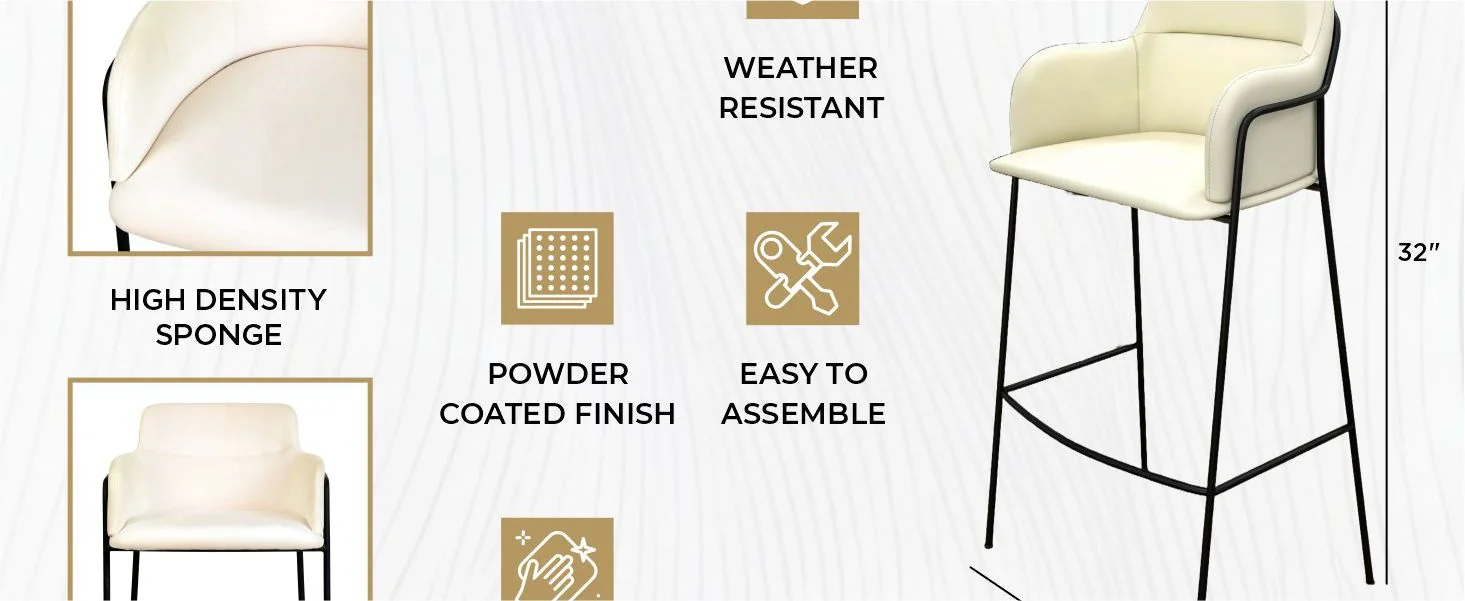 Axis Collection Modern Bar height Chair in Biege