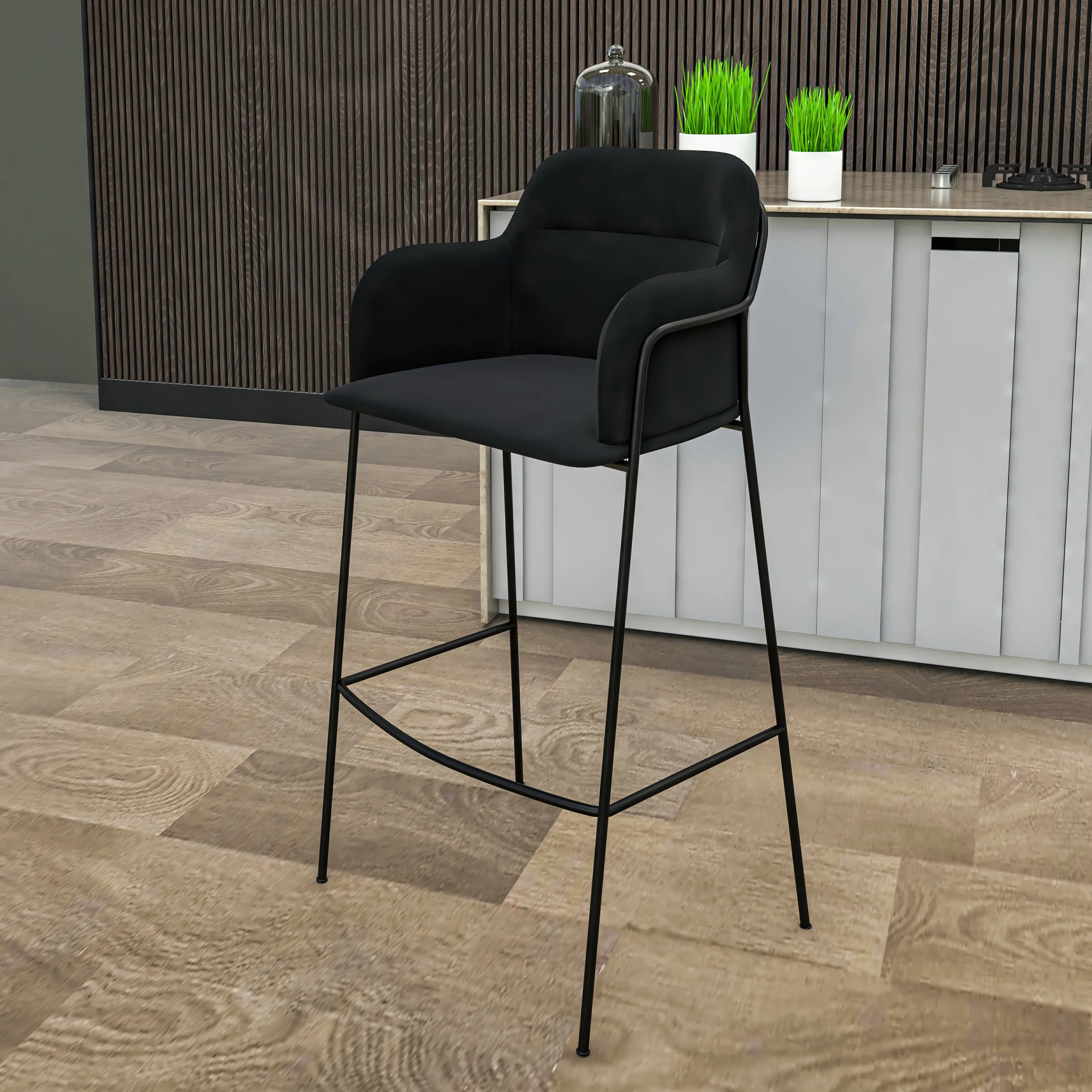 Axis Collection Modern Bar height Chair in Black