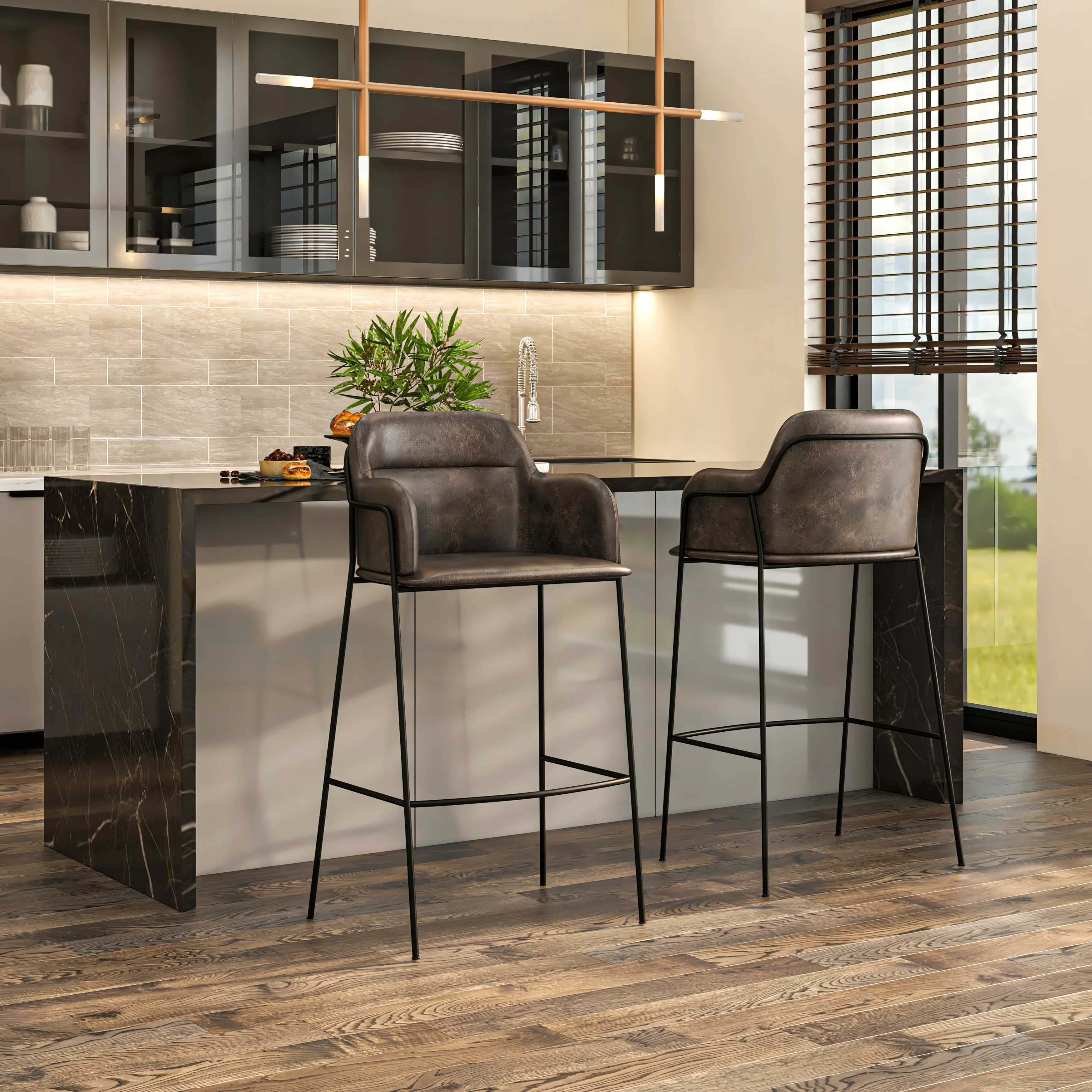 Axis Collection Modern Bar height Chair in Charcoal