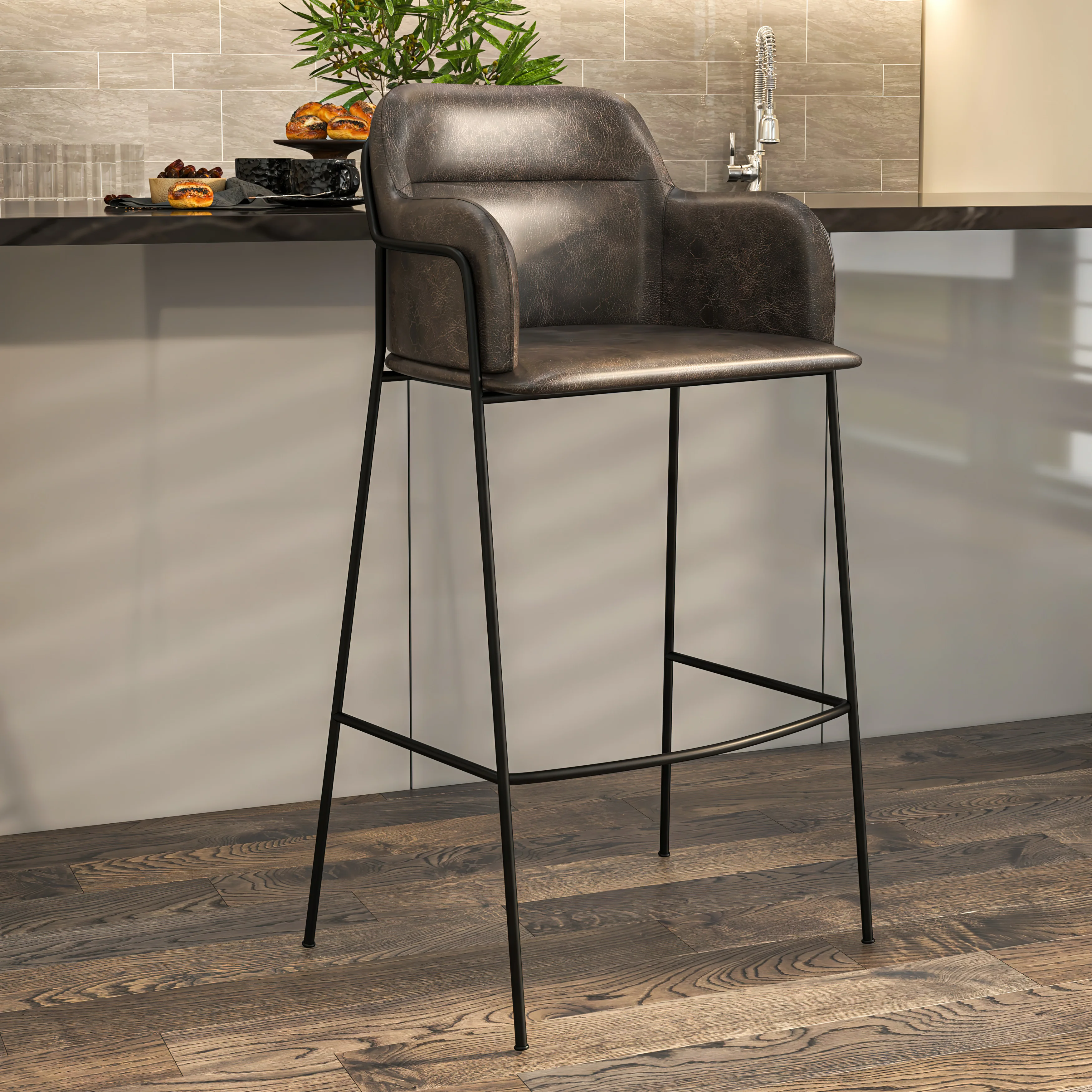 Axis Collection Modern Bar height Chair in Charcoal