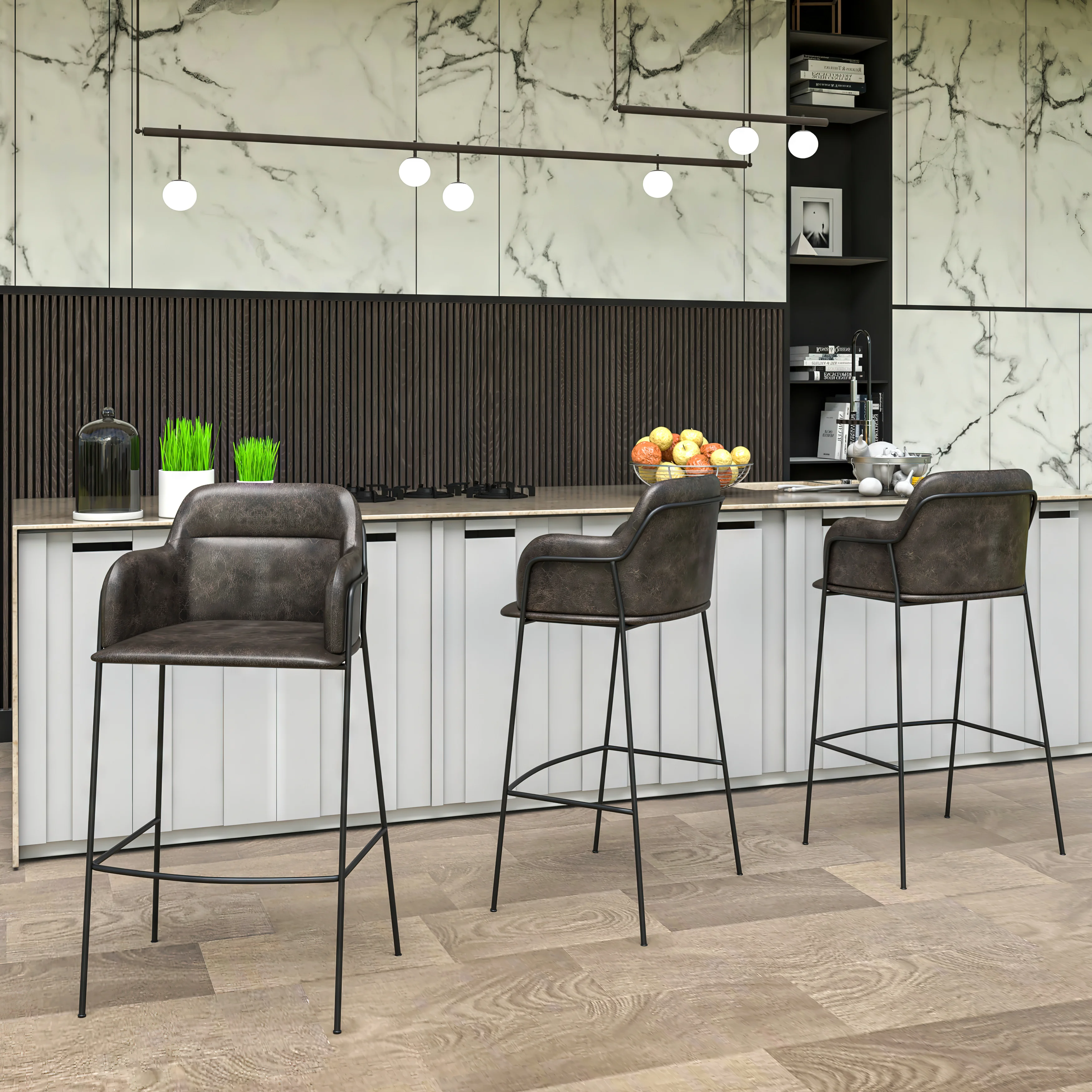 Axis Collection Modern Bar height Chair in Charcoal