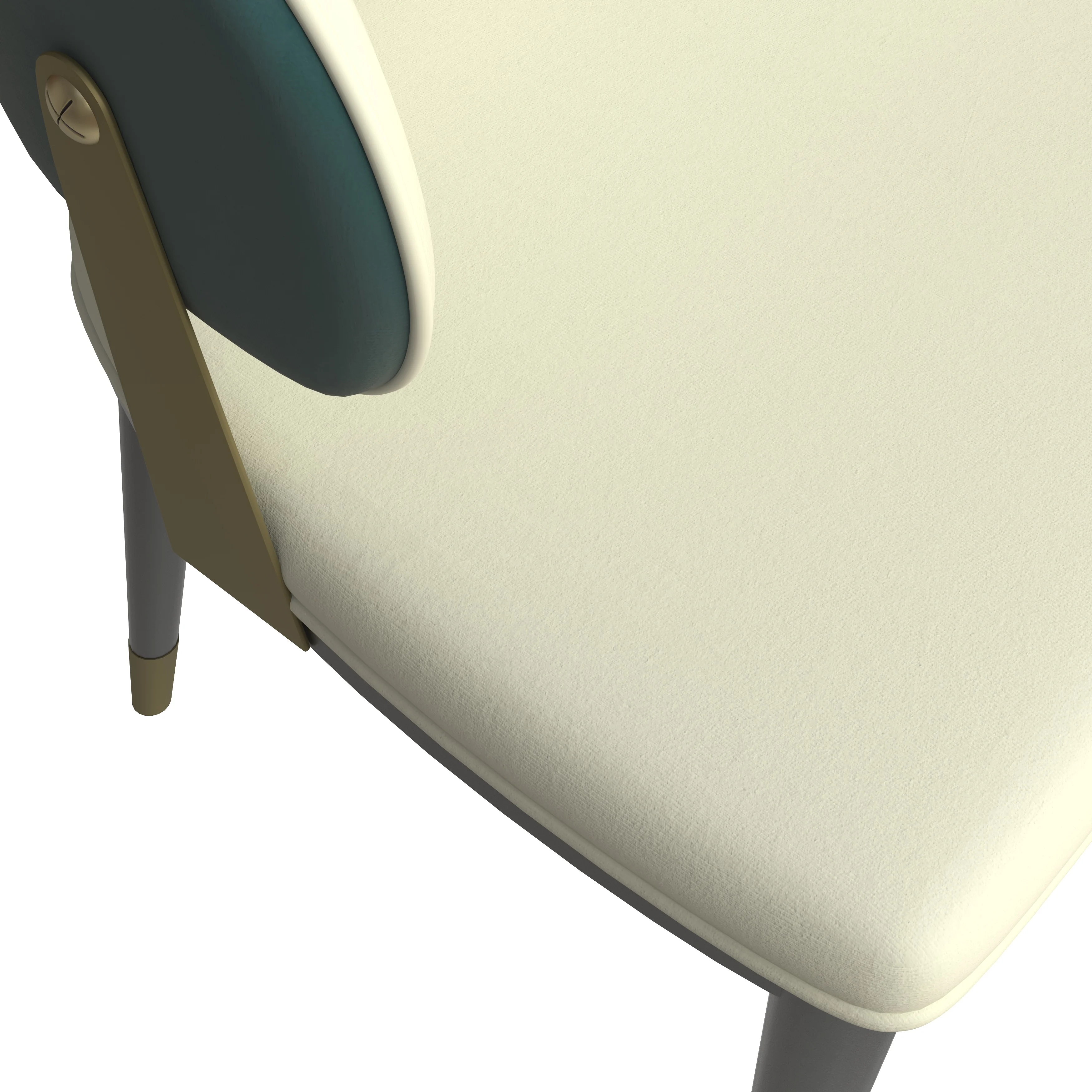 Ravenna 7-Piece Dining Set with Rectangular Dining Table in Rustic Gray MDF Top and 4 Dining Chairs in Green Leather