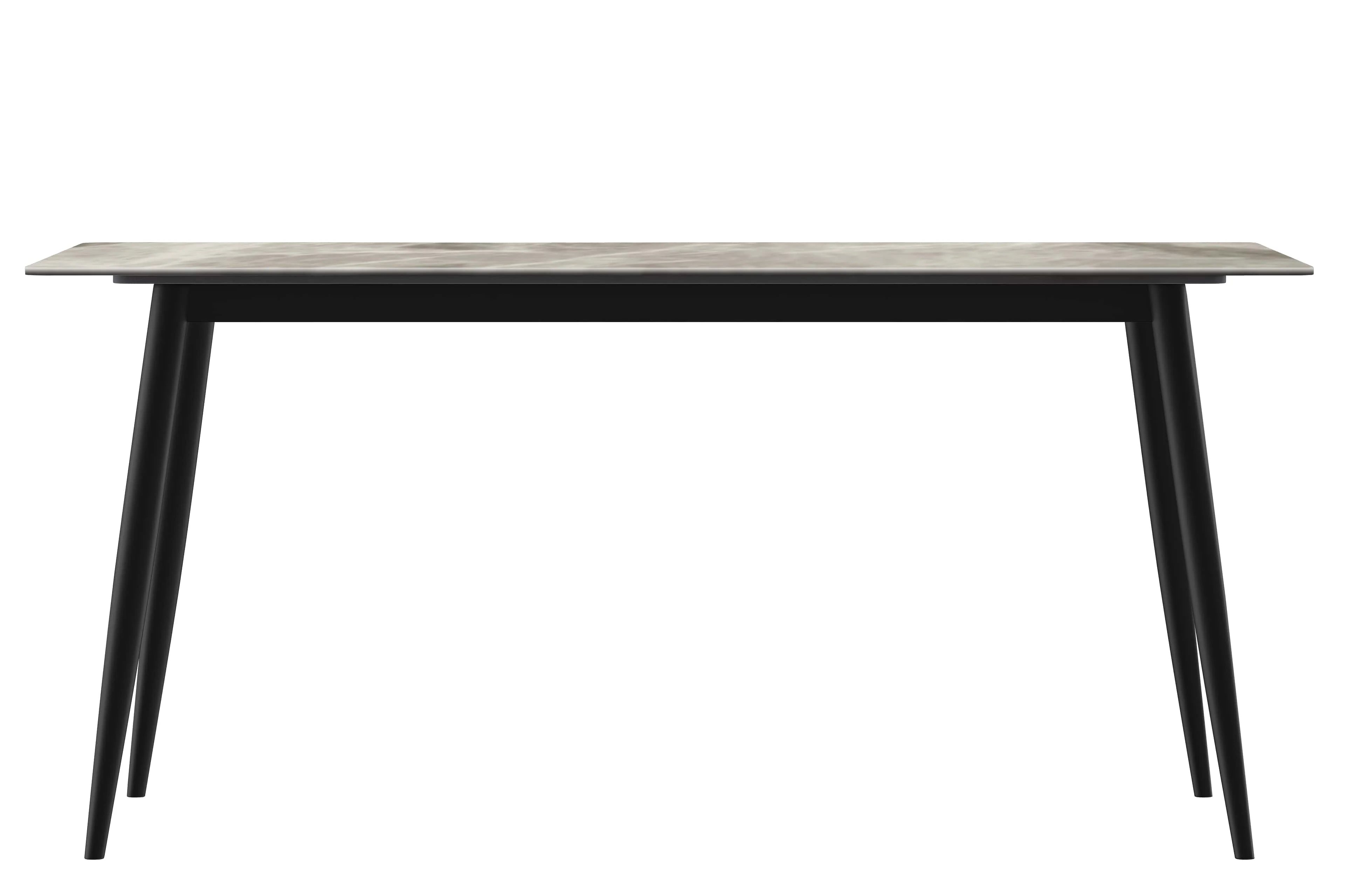 Zayle 7-Piece Dining Set with 55" Rectangular Sintered Stone Top Table and 4 Leather Dining Chair in Green