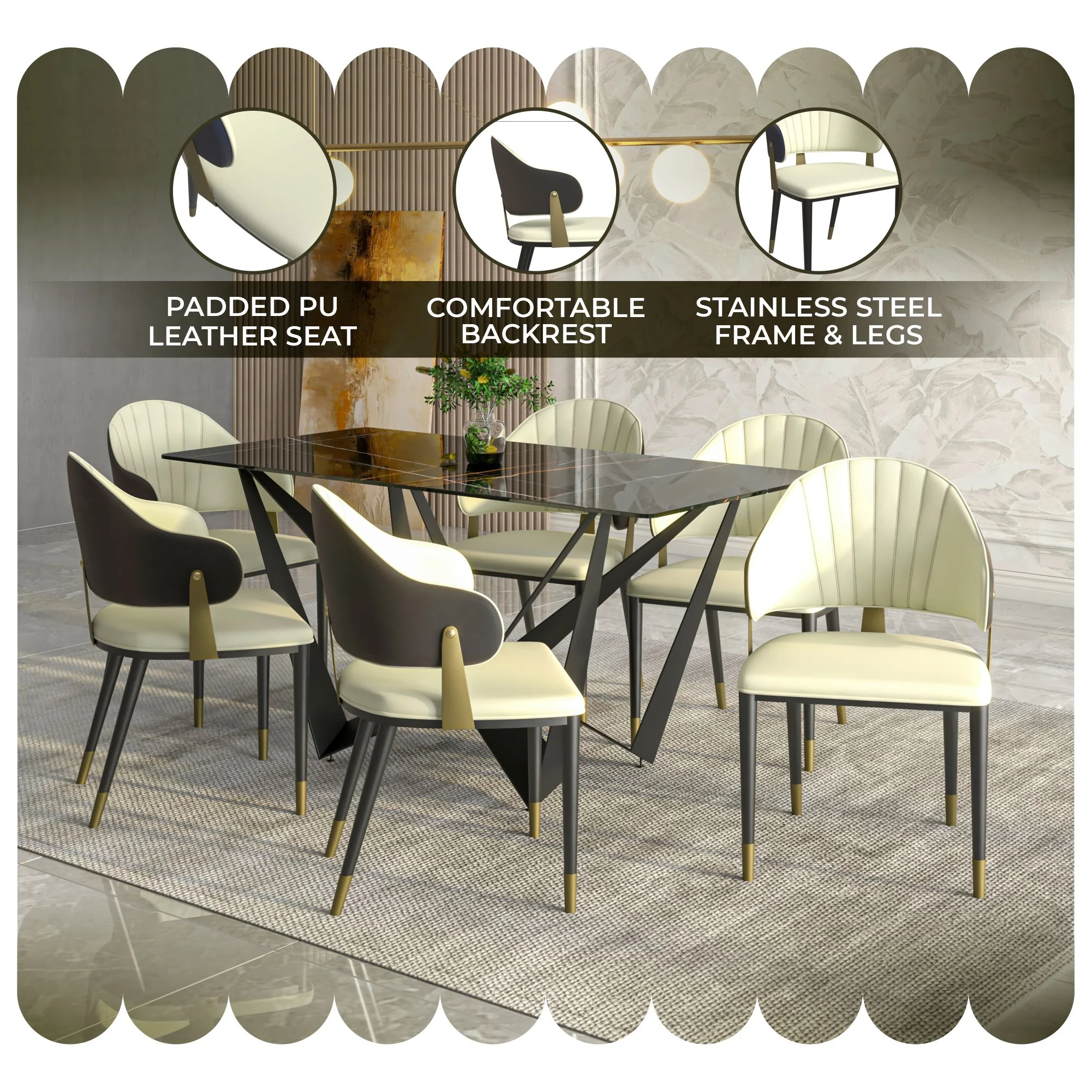 Aria Series Modern Dining Chair in Taupe Set of 4