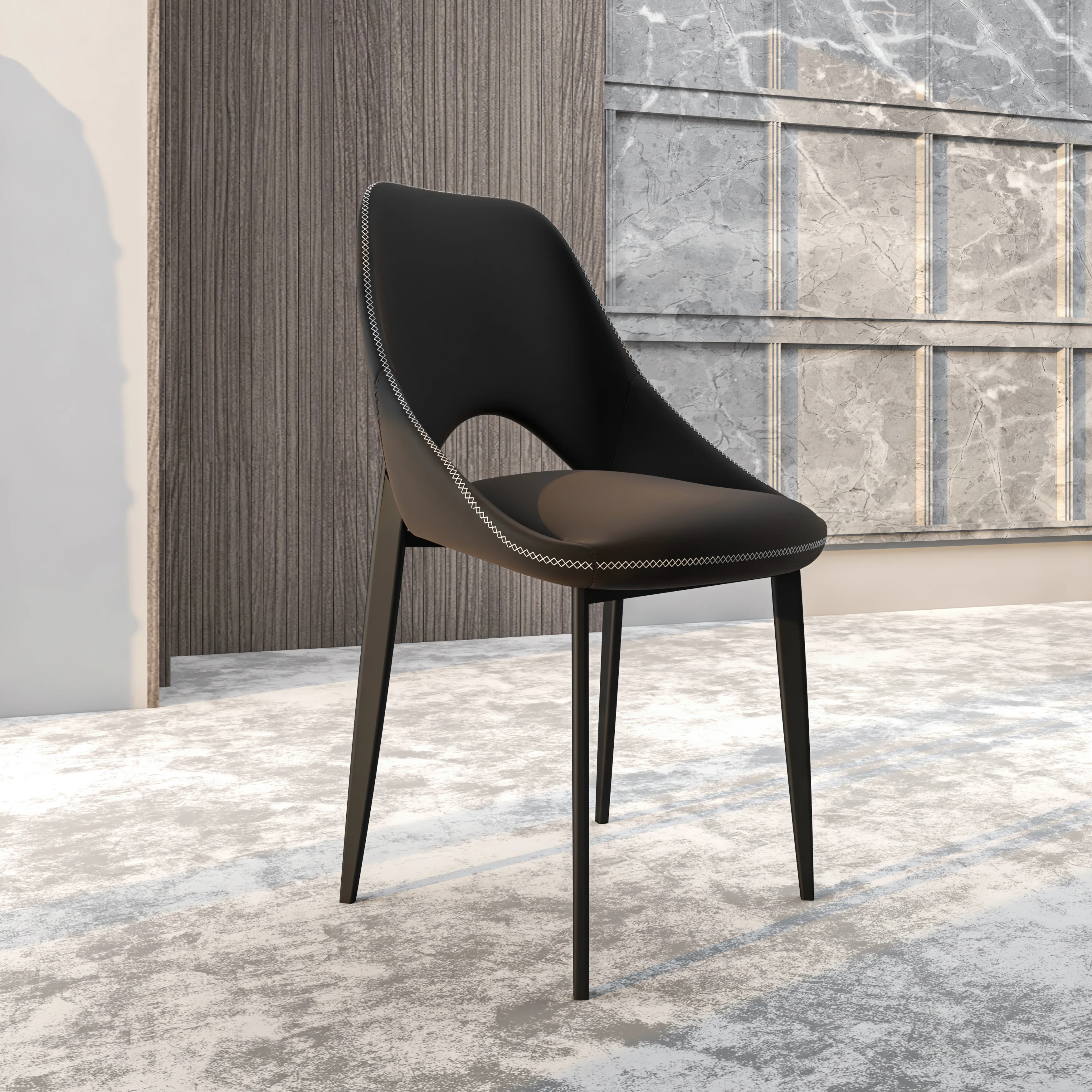 Amalfi Collection Fabric Modern Dining Chair in Charcoal