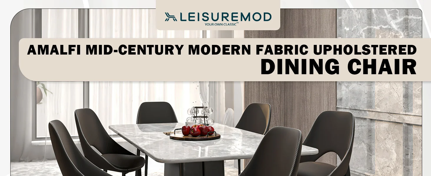 Amalfi Collection Fabric Modern Dining Chair in Charcoal - Set of 2