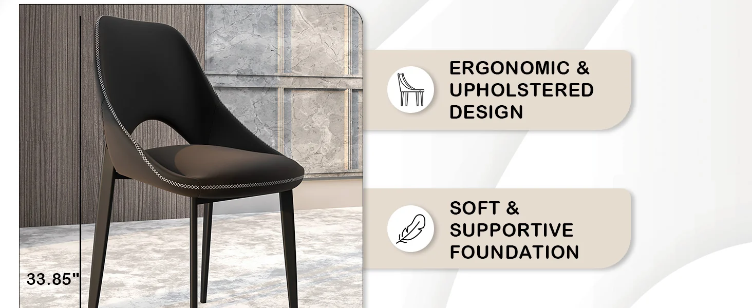 Amalfi Collection Fabric Modern Dining Chair in Charcoal - Set of 4