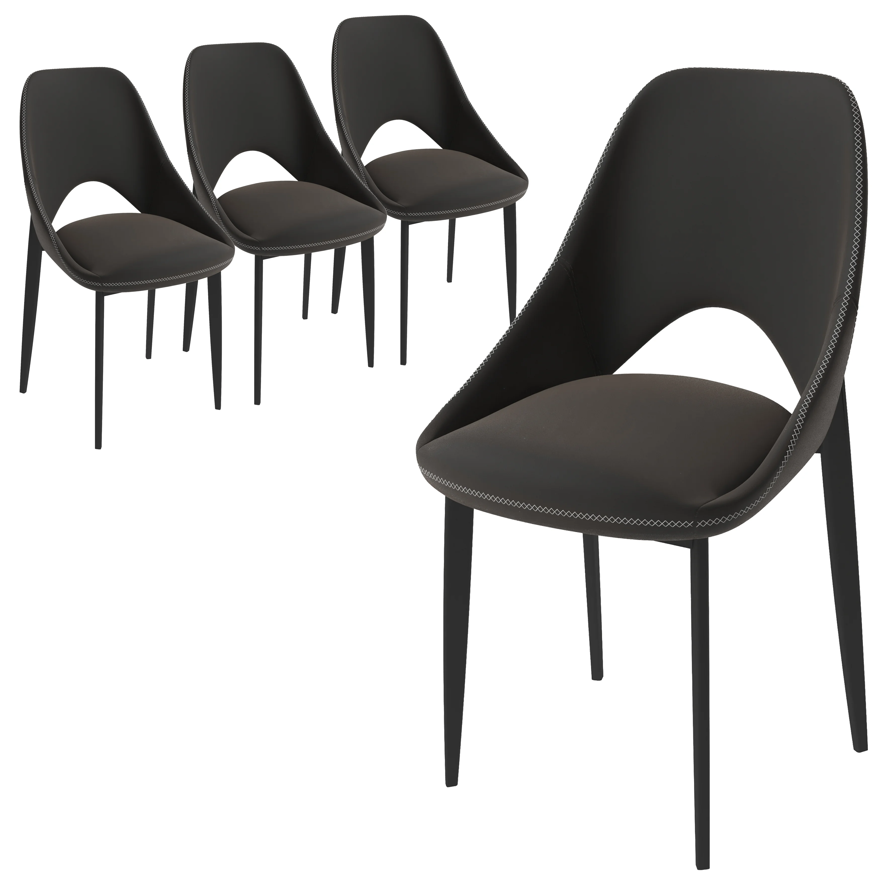 Amalfi Collection Fabric Modern Dining Chair in Charcoal - Set of 4