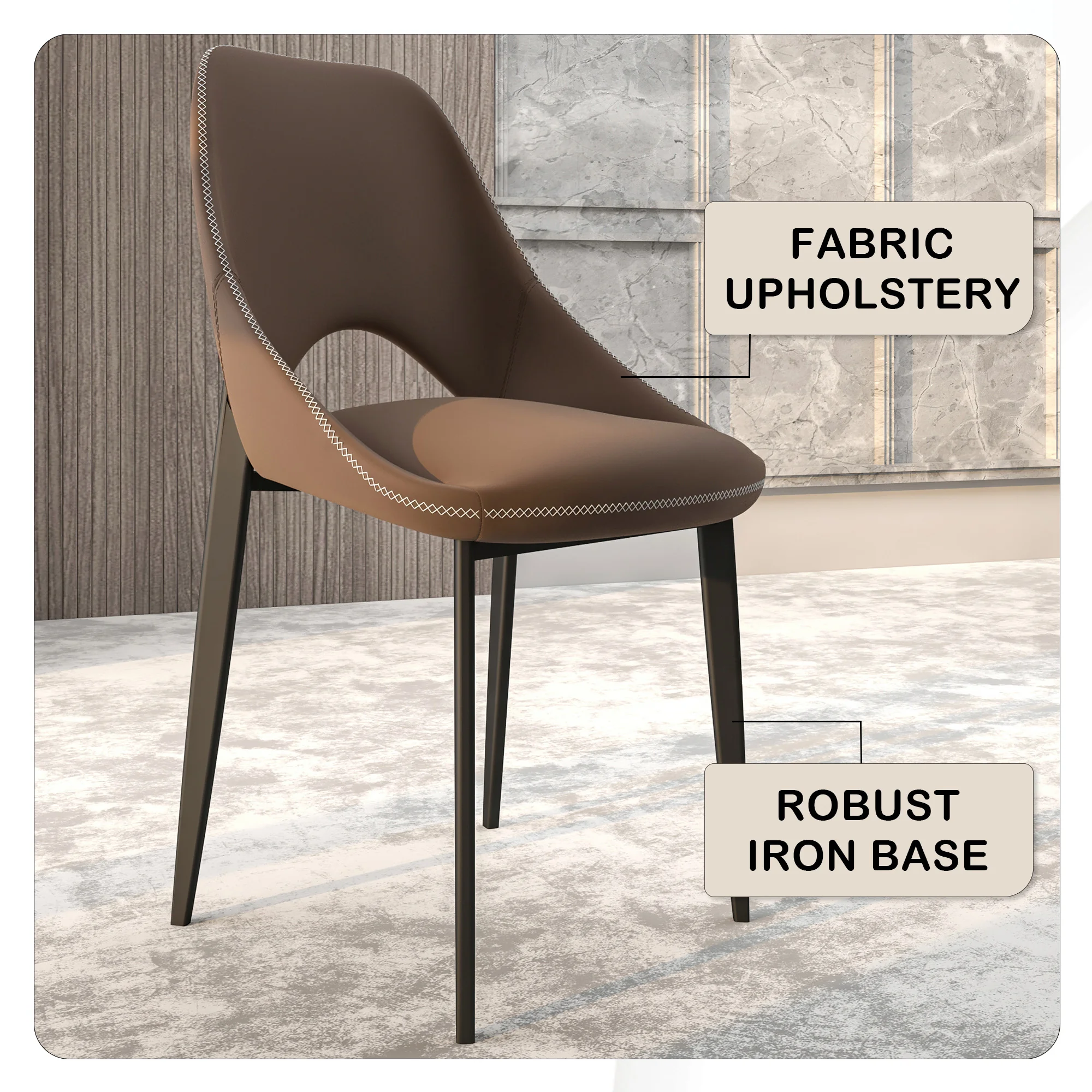 Amalfi Collection Fabric Modern Dining Chair in Light Brown