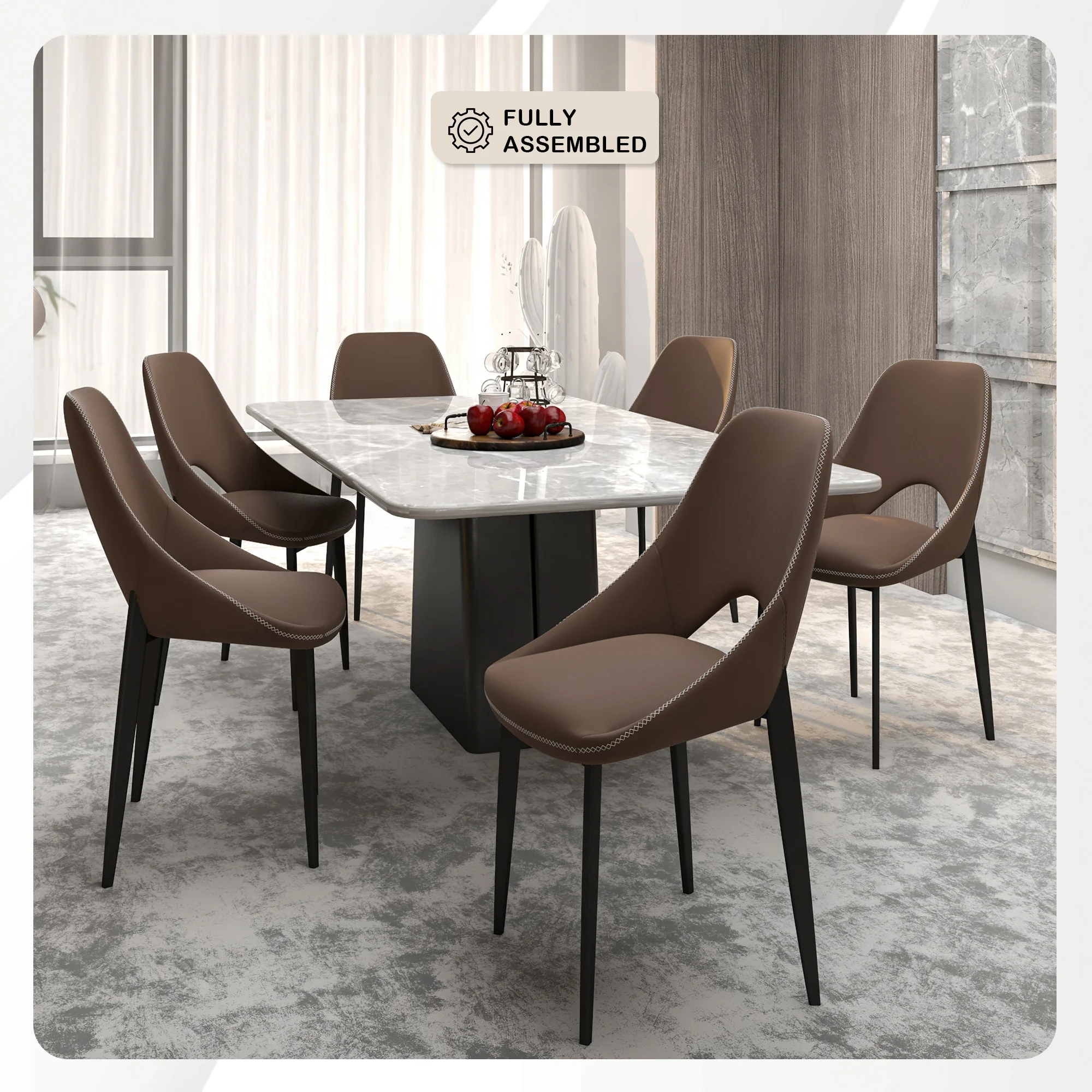 Amalfi Collection Fabric Modern Dining Chair in Light Brown
