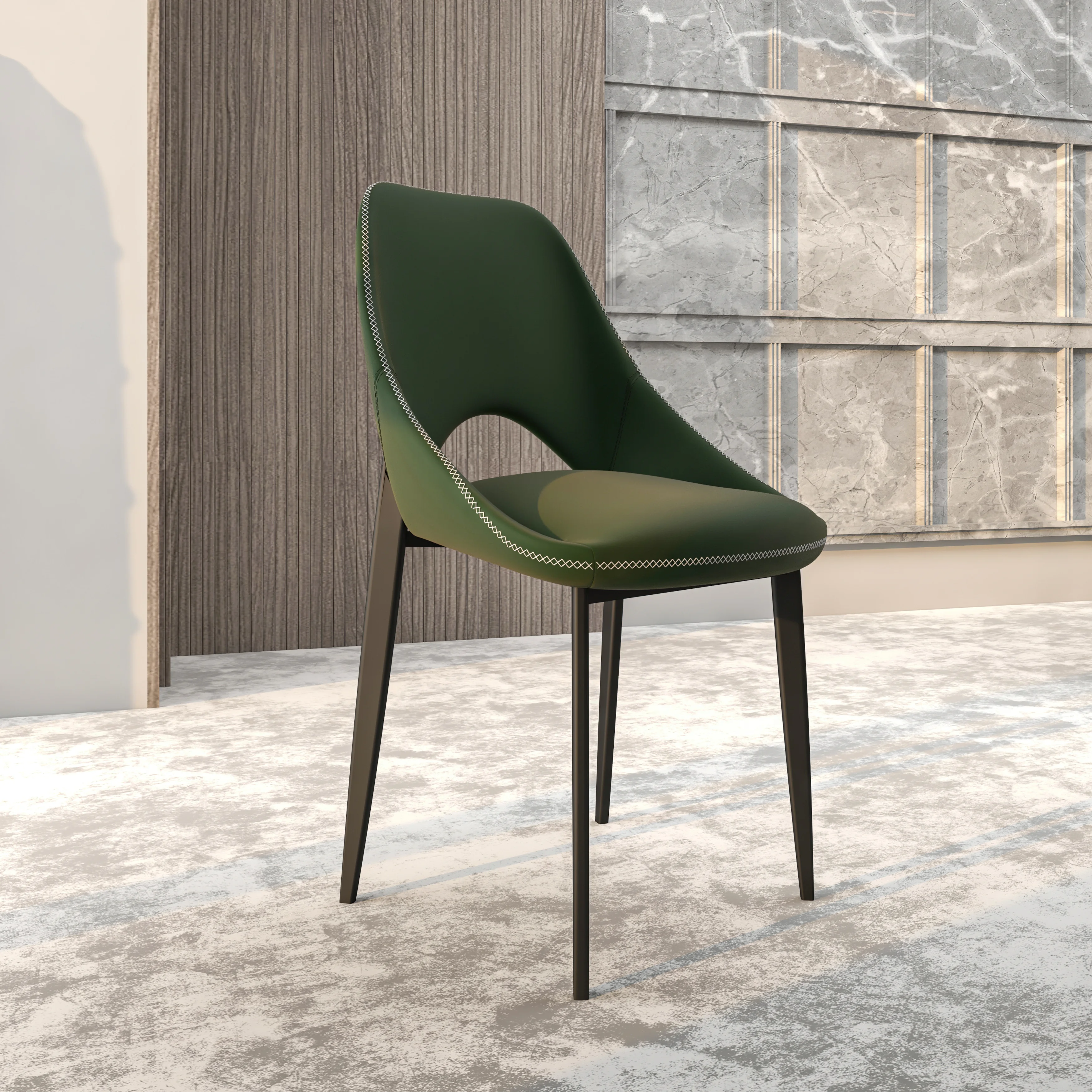 Amalfi Collection Modern Fabric Dining Chair in Olive Green - Set of 2