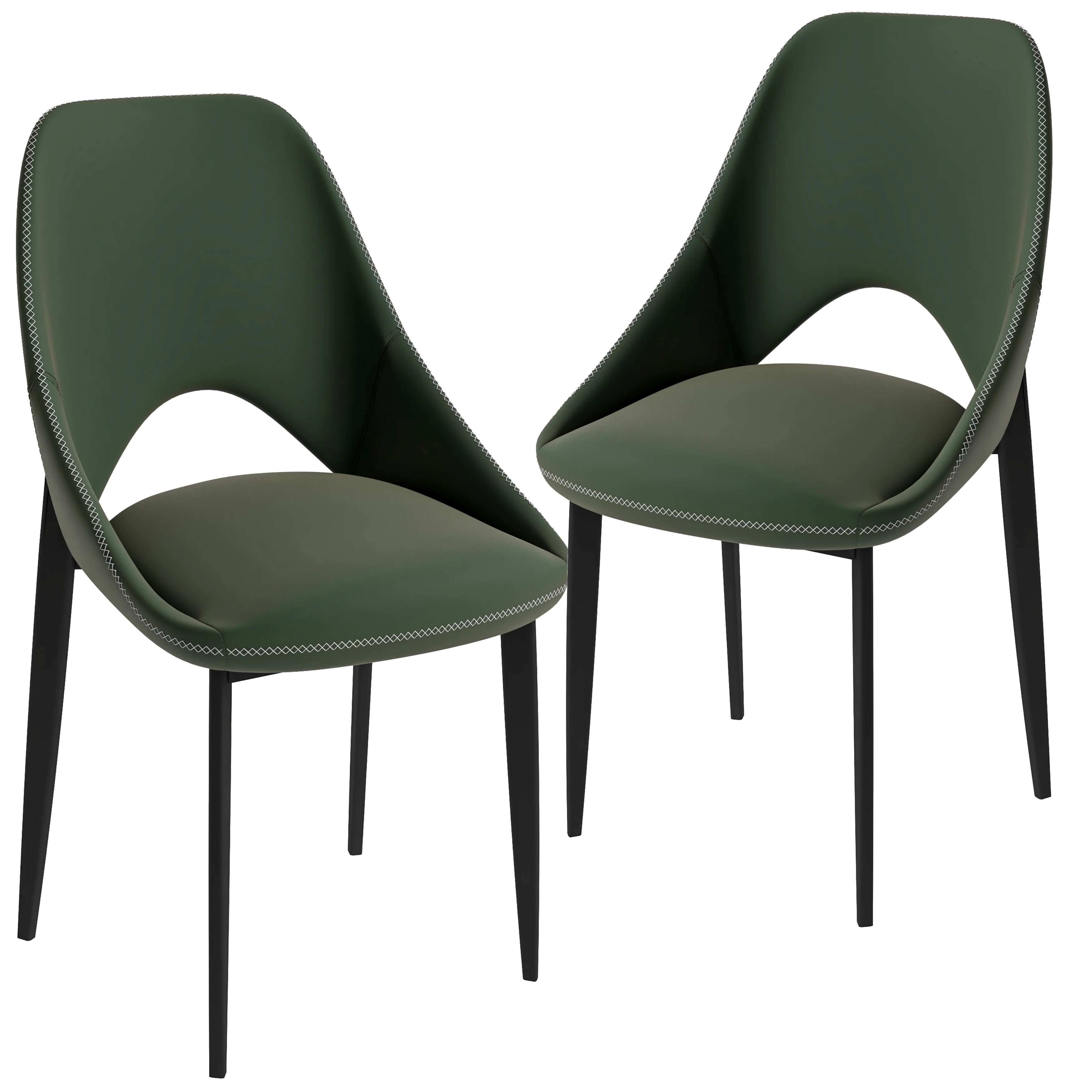Amalfi Collection Modern Fabric Dining Chair in Olive Green - Set of 2